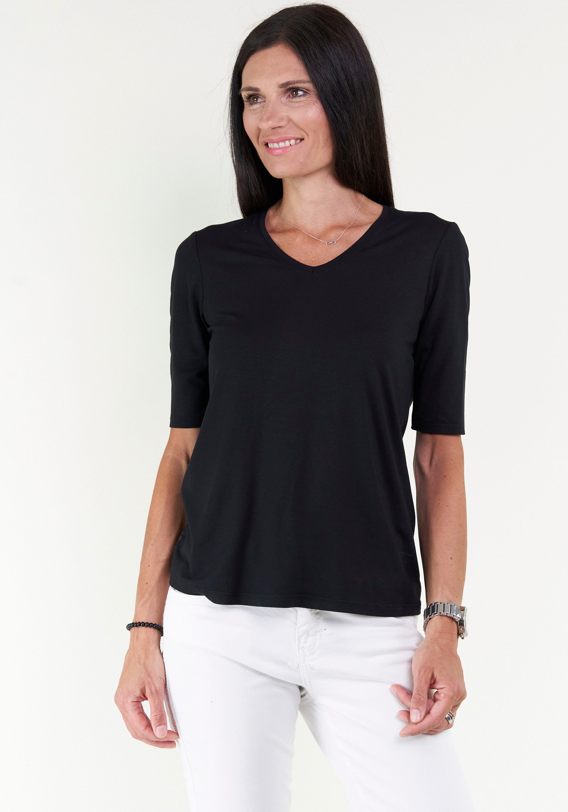Seidel Moden V-Shirt, mit aus Material, GERMANY Halbarm IN kaufen online bei Jelmoli-Versand softem MADE Schweiz