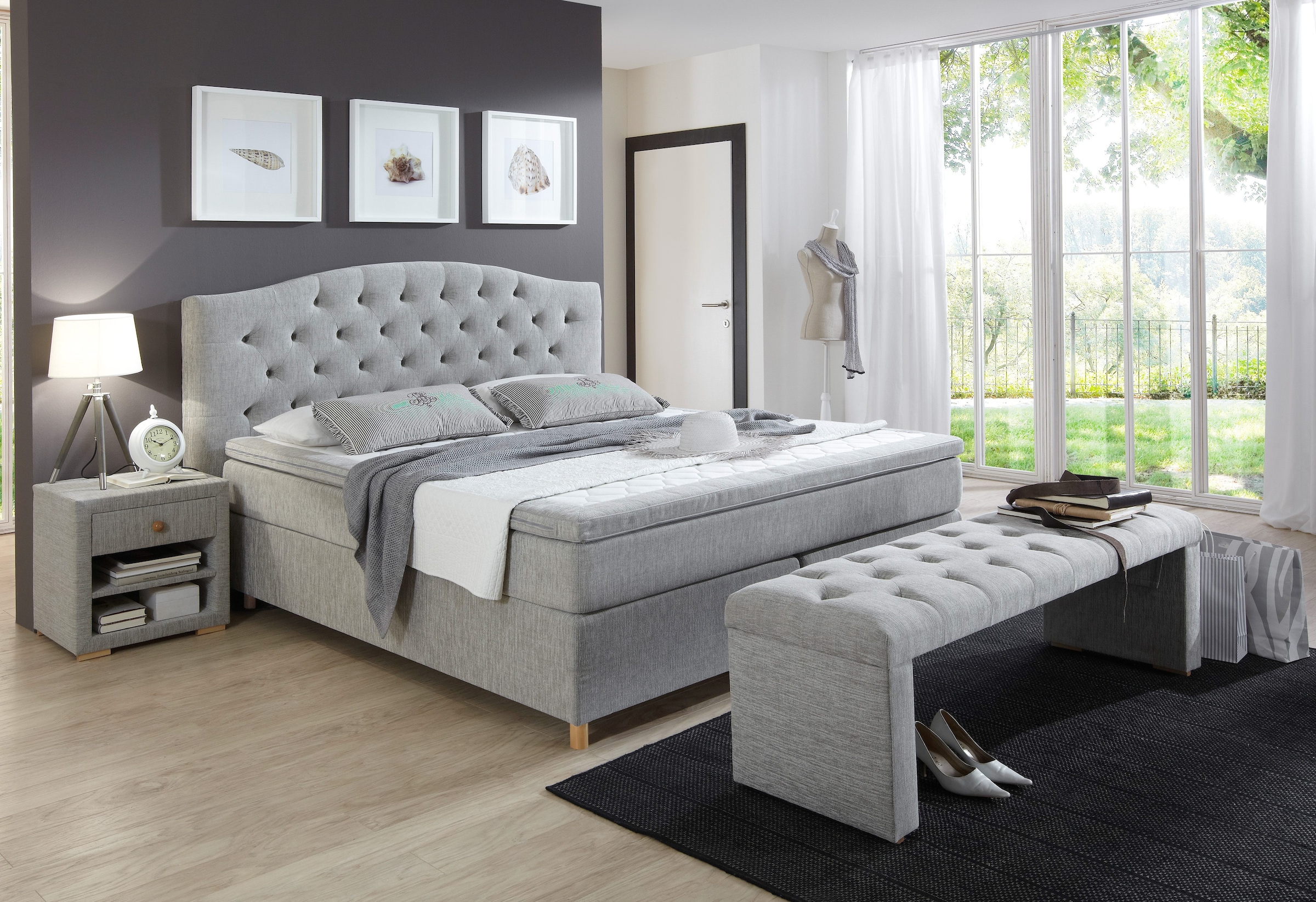 Home affaire Boxspringbett »Claire«, mit Vollmassiv-Unterbox, incl. Topper, verschiedene Härtegrade