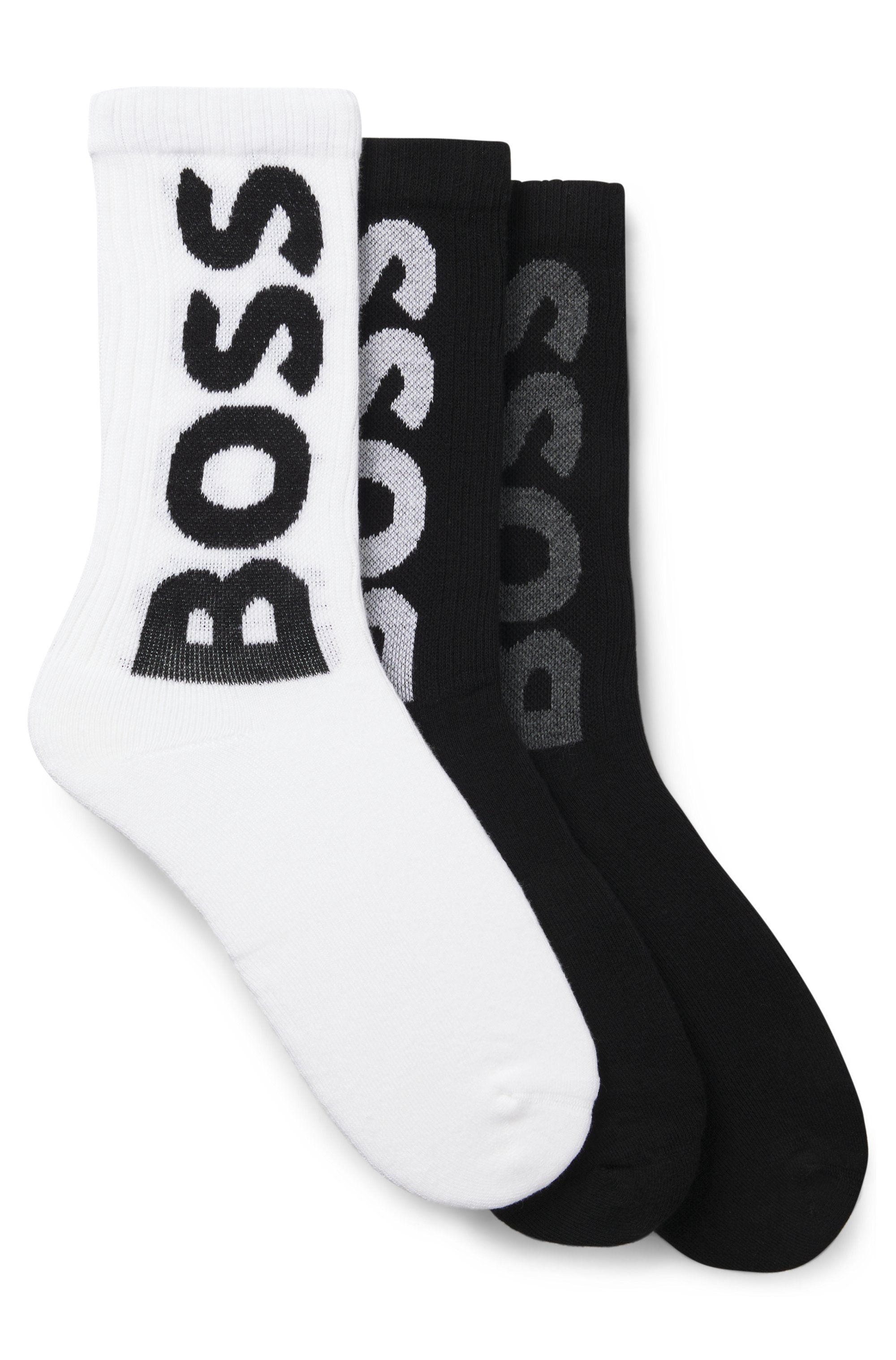 BOSS Socken »3P QS Rib Logo CC«, mit Logo