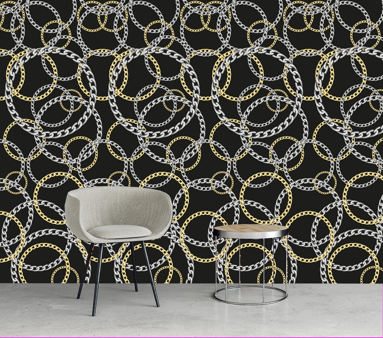 queence Vinyltapete »Fashion Chains«, bedruckt-Barock-Antikoptik-Kunst, 90x250cm, selbstklebend, kinderleichte Anbringung, Sticker