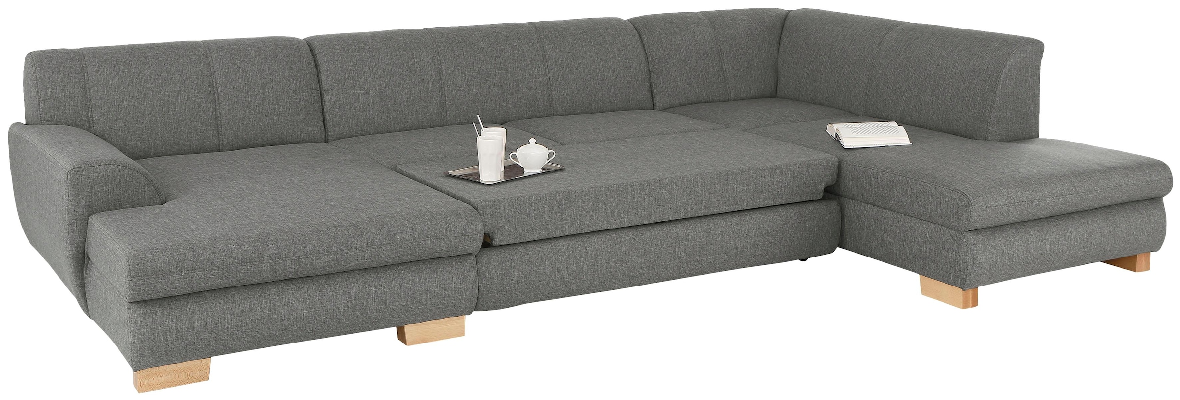 Home affaire Wohnlandschaft »Nika zeitlos und elegant, viel Platz, U-Form«, Wohnlandschaft, MELROSE®/Struktur oder Struktur fein