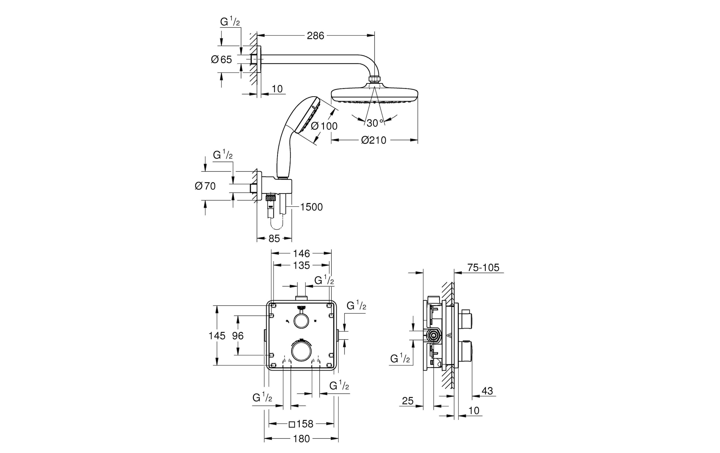 Grohe Duschsystem »Grohtherm Duschsystem Unterputz«