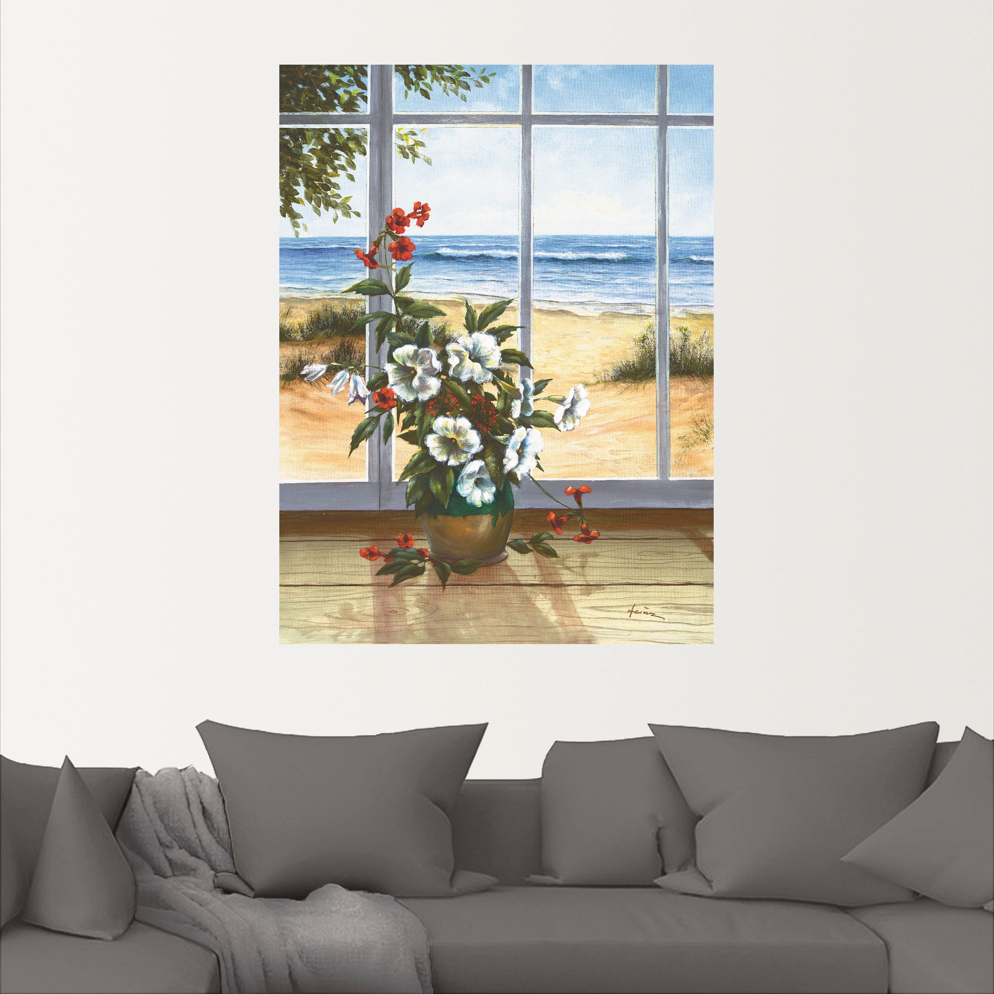 Fensterblick, Leinwandbild, online Artland Alubild, als | Wandaufkleber St.), in Wandbild kaufen oder Grössen »Meerblick«, Jelmoli-Versand Poster (1 versch.