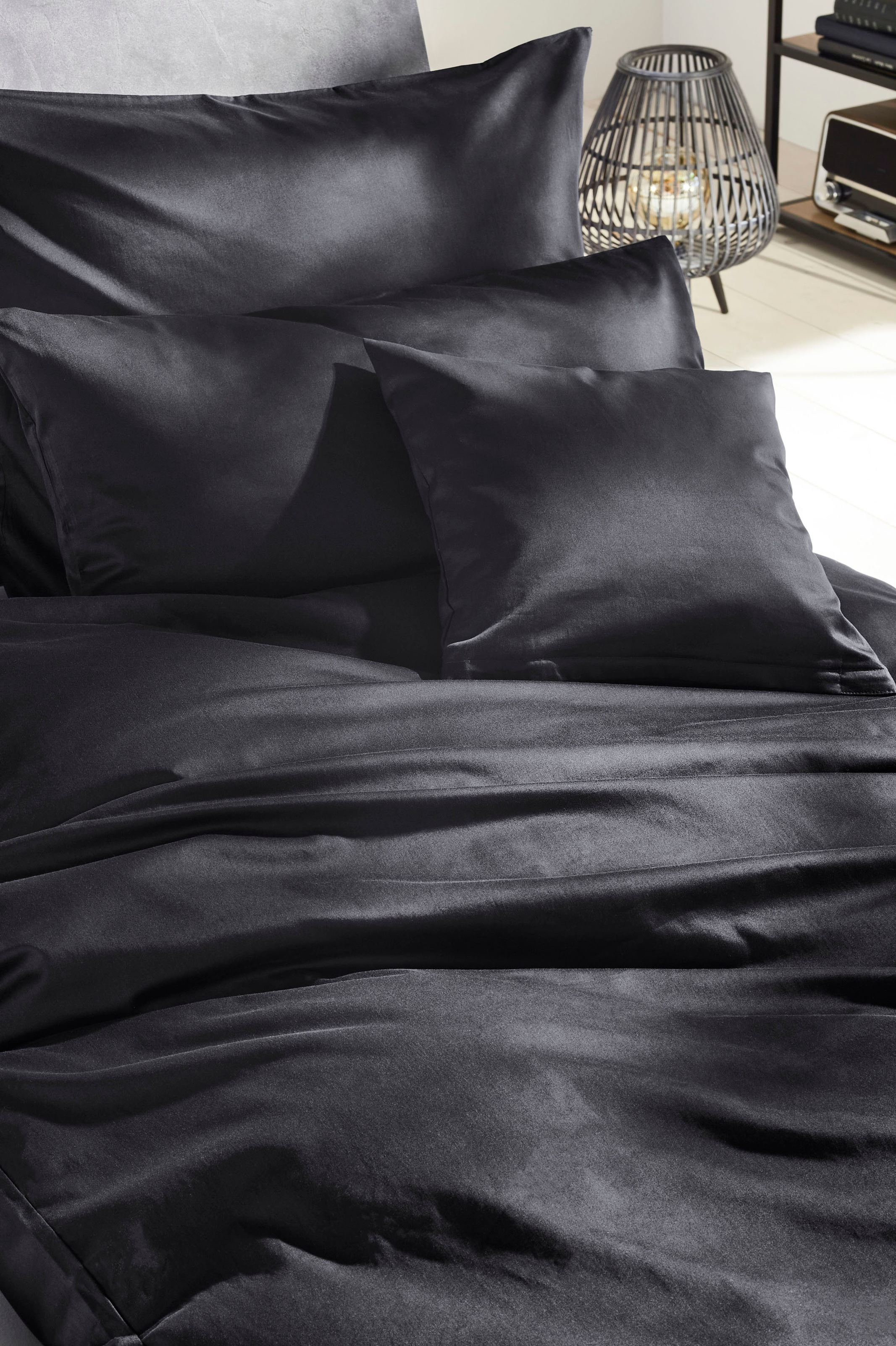 Primera Bettwäsche »Uni Luxus-Satin in Gr. 135x200, 155x220 oder 200x200 cm«, Bettwäsche aus Baumwolle, unifarbene Bettwäsche mit Reissverschluss