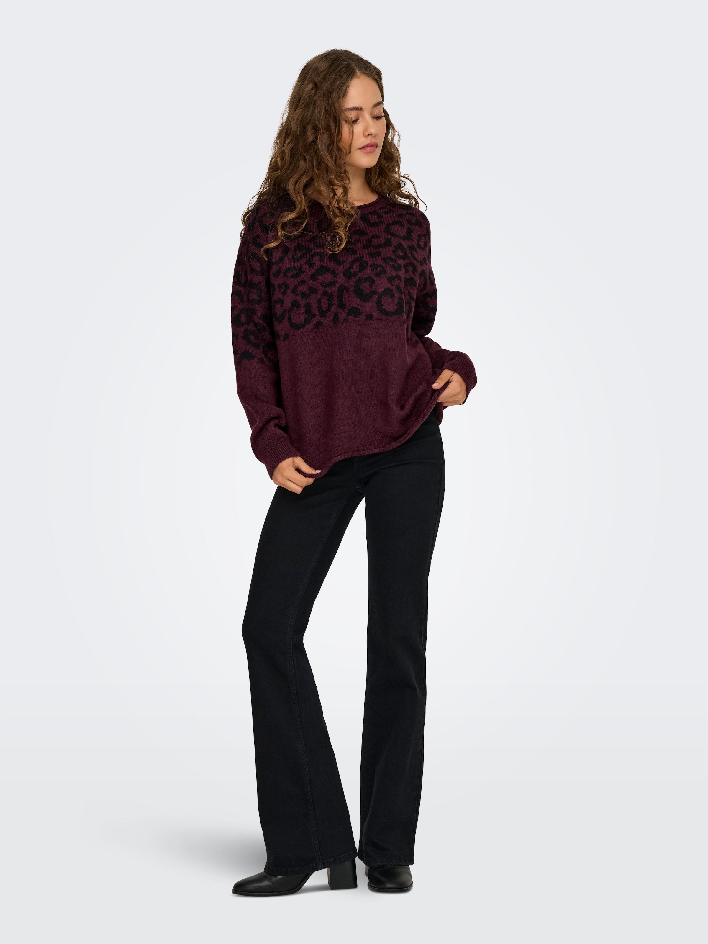 ONLY Rundhalspullover »ONLJADE ANIMAL LS O-NECK NOOS KNT«