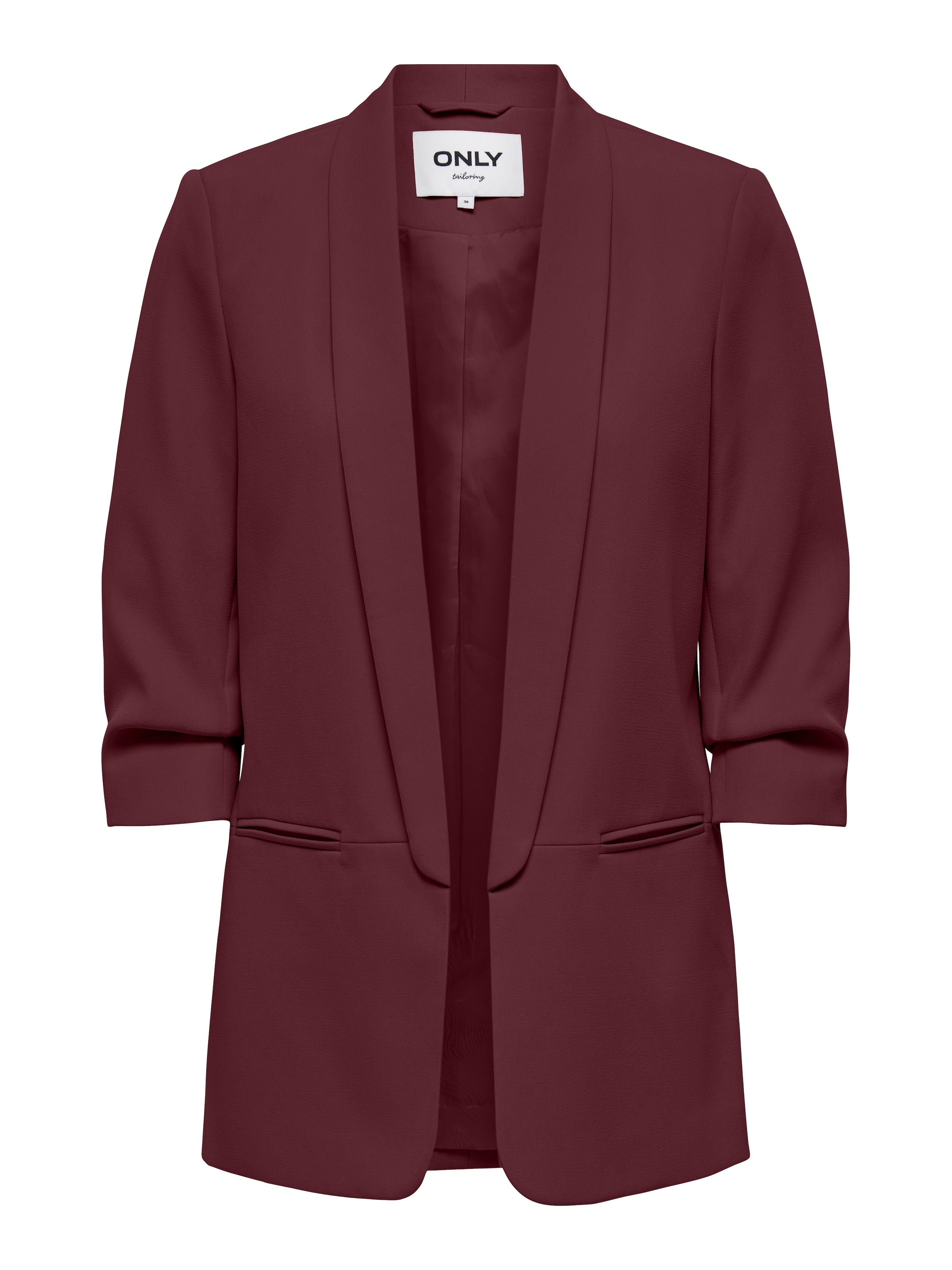 ONLY Kurzblazer »ONLELLA – Femininer Blazer mit 3/4-Ärmeln und Raffung«, regular fit, casual, Web, Kunstfaser, V-Ausschnitt