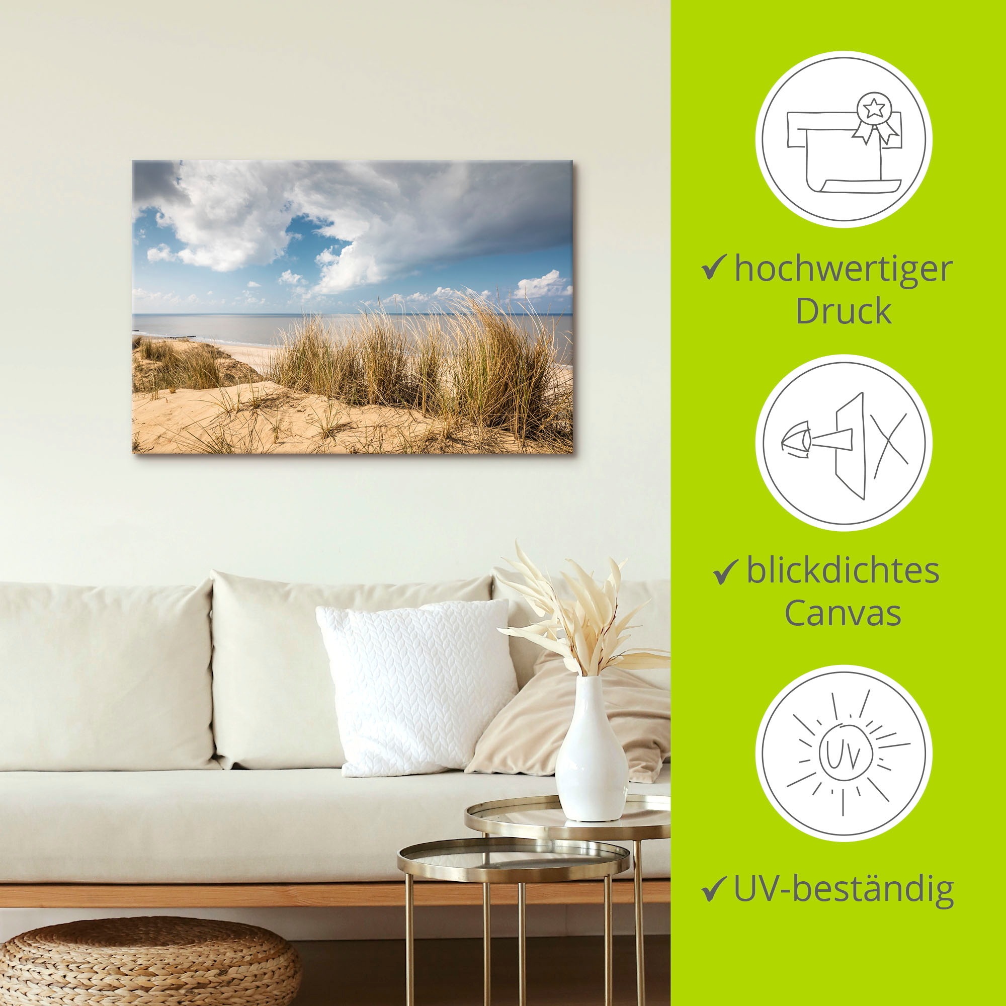 Artland Wandbild »Weg durch die Dünen am Roten Kliff«, Strandbilder, (1 St.), als Alubild, Outdoorbild, Leinwandbild, Poster in verschied. Grössen