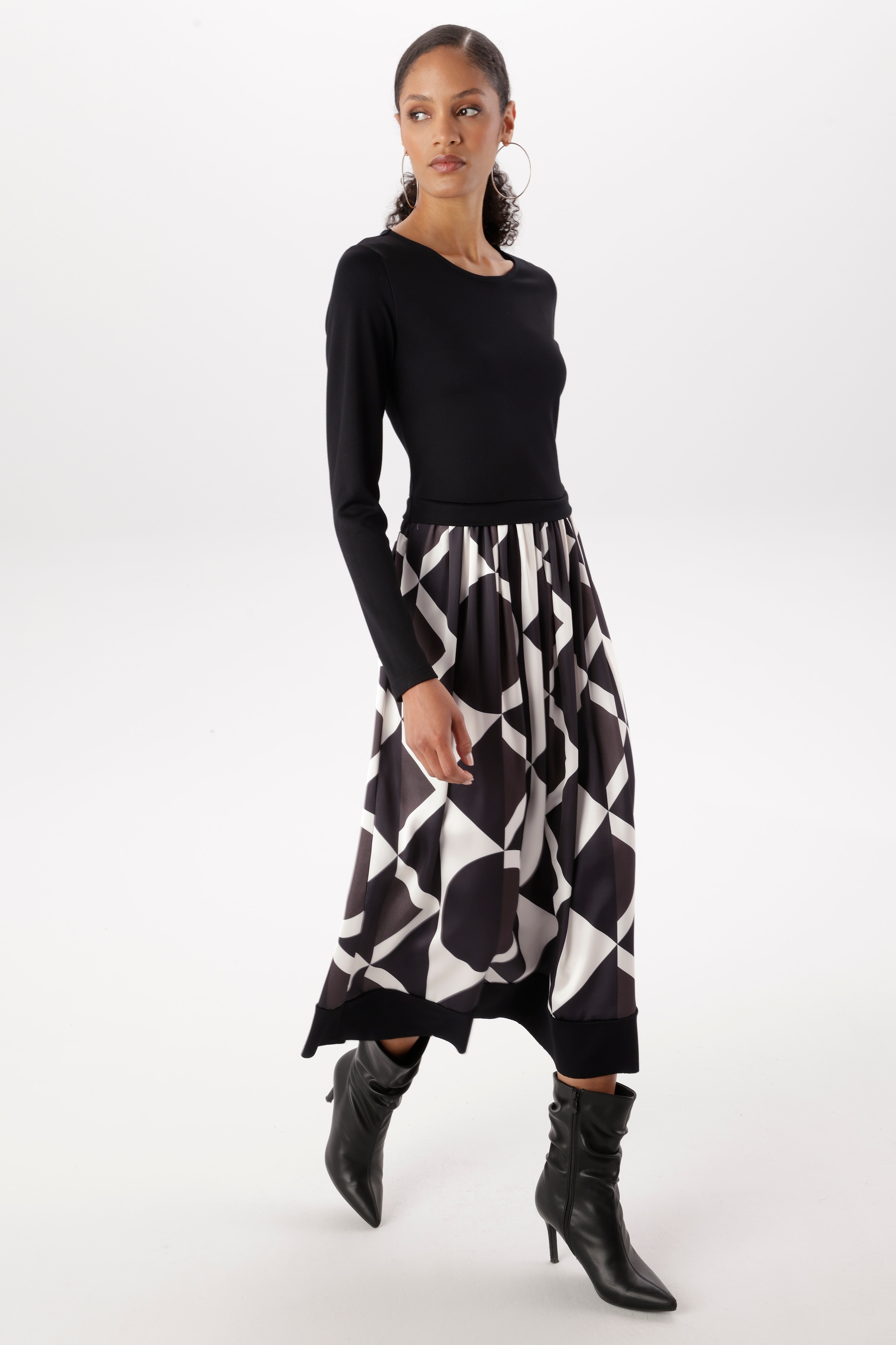 Aniston SELECTED Midikleid im Materialmix - NEUE KOLLEKTION