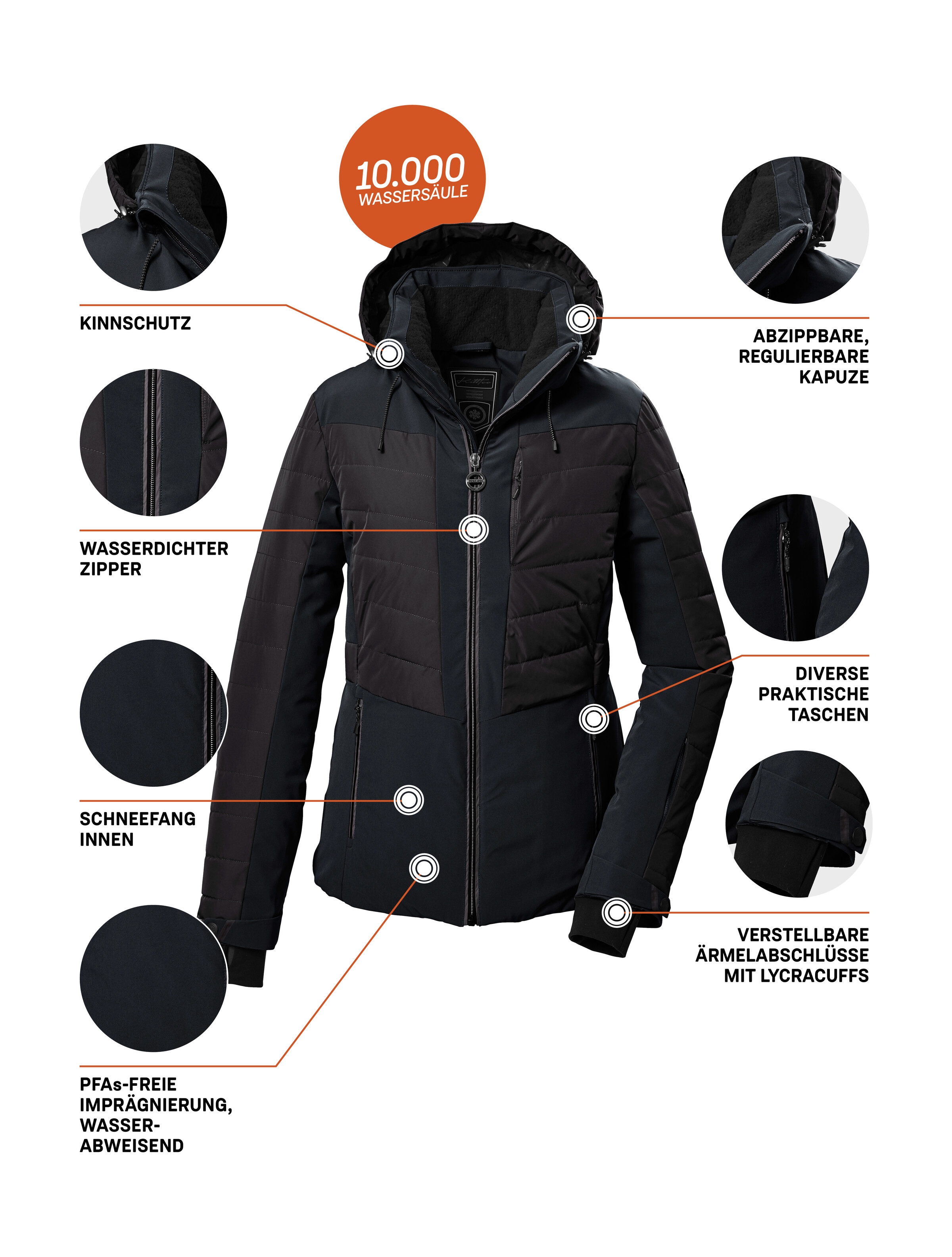 Killtec Skijacke »KSW 309 WMN SKI QLTD JCKT«, Atmungsaktive Skijacke, wasserabweisend durch verschweisste Nähte