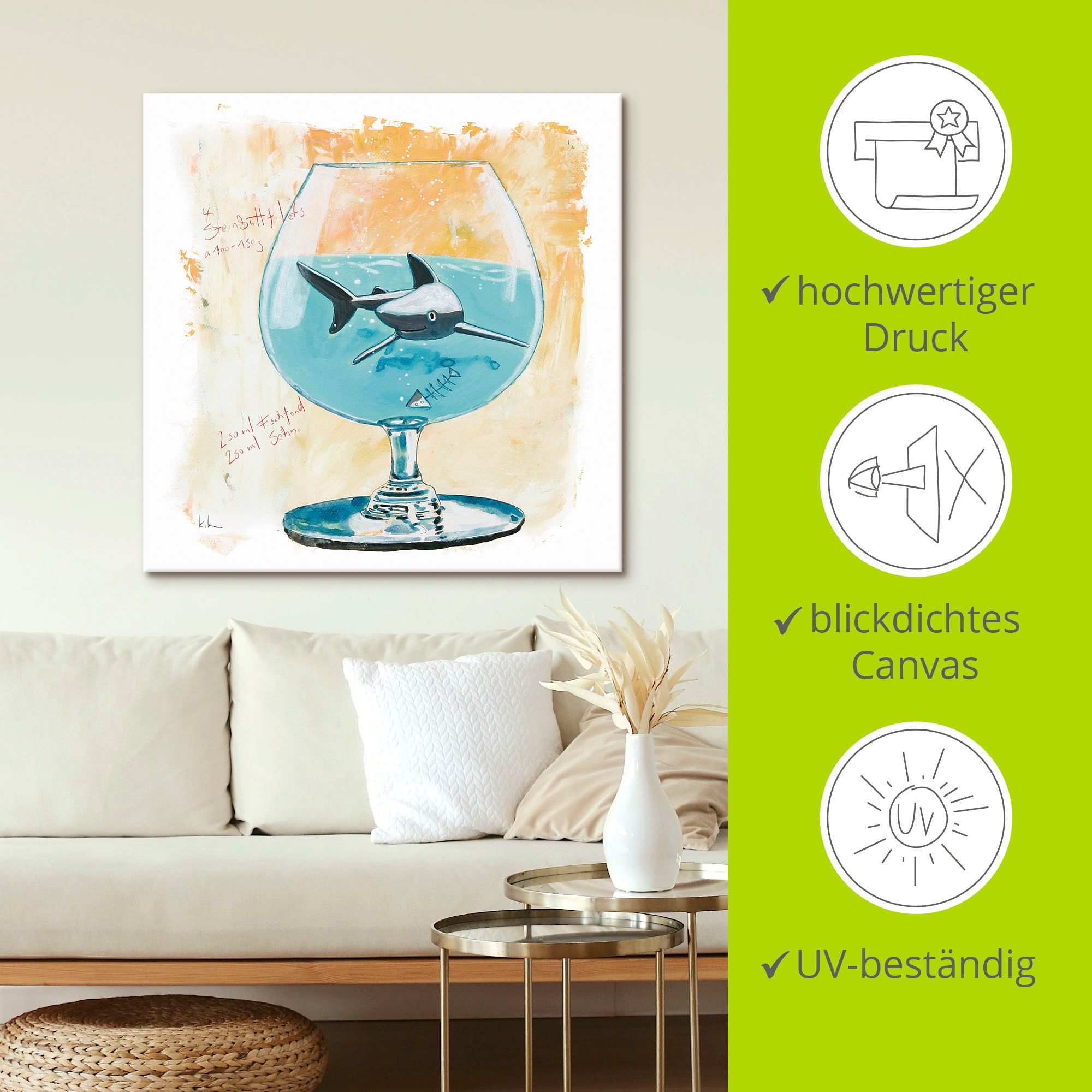 Artland Wandbild »Hai«, Humor, (1 St.), als Leinwandbild, Poster, Wandaufkleber in verschied. Grössen