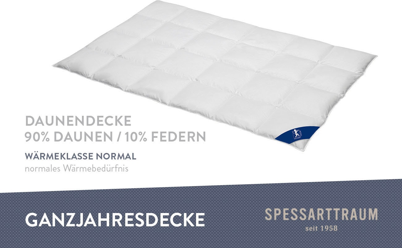 SPESSARTTRAUM Daunenbettdecke »First Class«, normal, Füllung 90% Daunen / 10% Federn, Klasse 1, Downpass zertifiziert, Bezug 100% Baumwolle, nachhaltig (Made in Green), Hausstauballergiker geeignet, (1 St.), 5 Wärmeklassen & 6 Grössen, Bestseller
