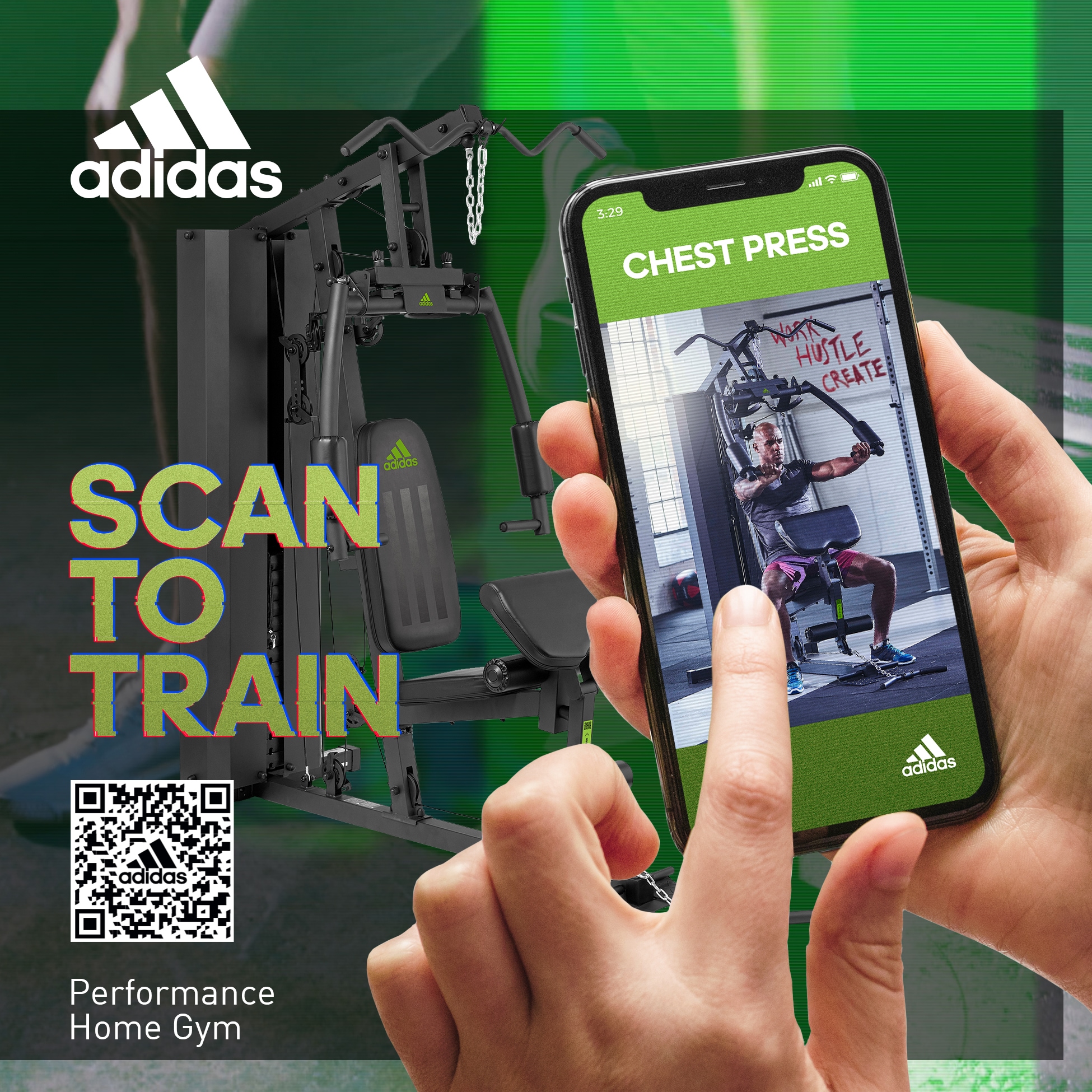 adidas Performance Kraftstation »Home Gym«, 15 Gewichtsblöcke, (Butterflystange, Latzug, Ruderfunktion und mehr), multifunktionale Fitnessstation, max. Trainingsgewicht 99,73 kg