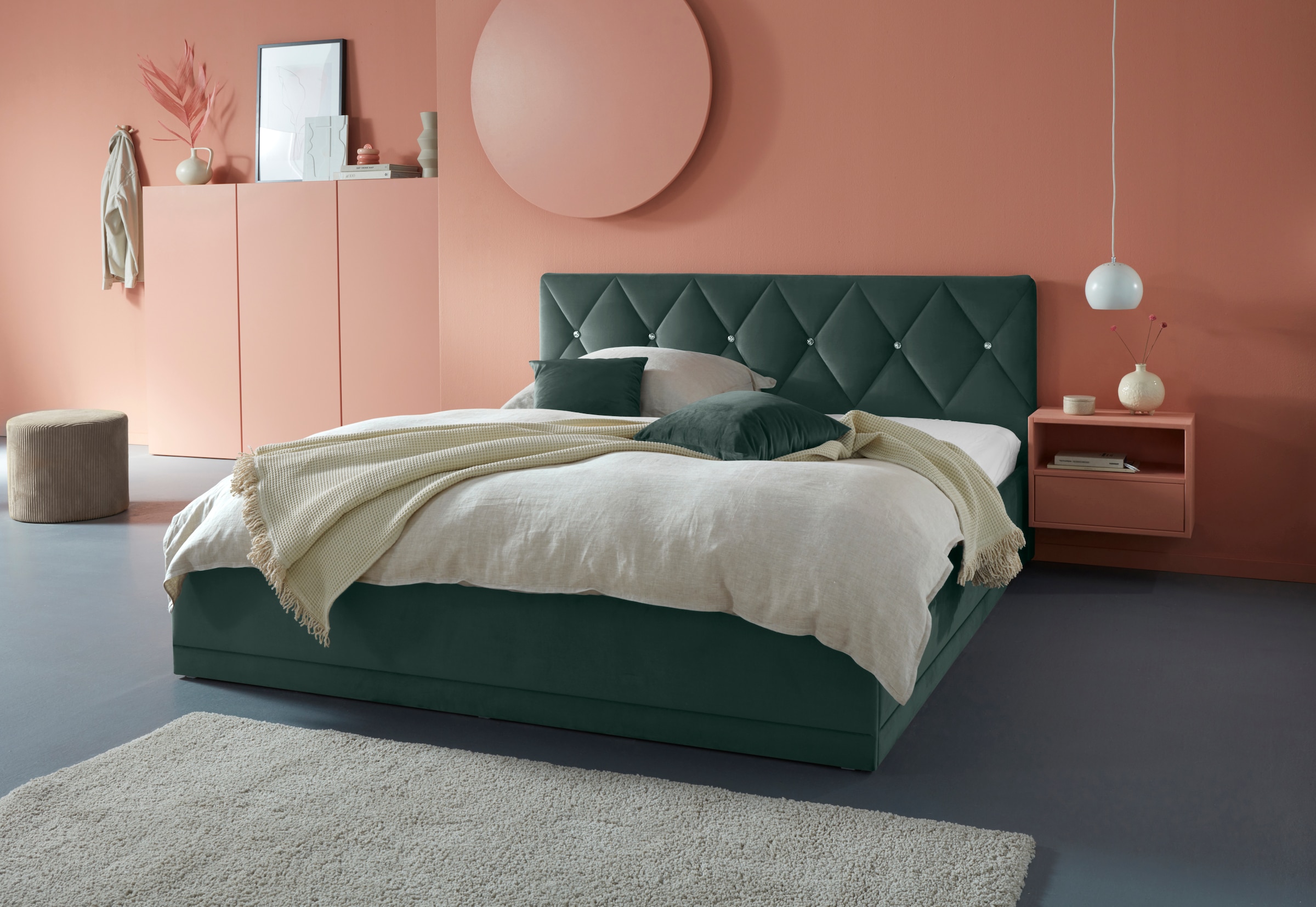 Westfalia Schlafkomfort Polsterbett "Adamas" auch mit Bettkasten, Knopfheftung mit Strasssteinen