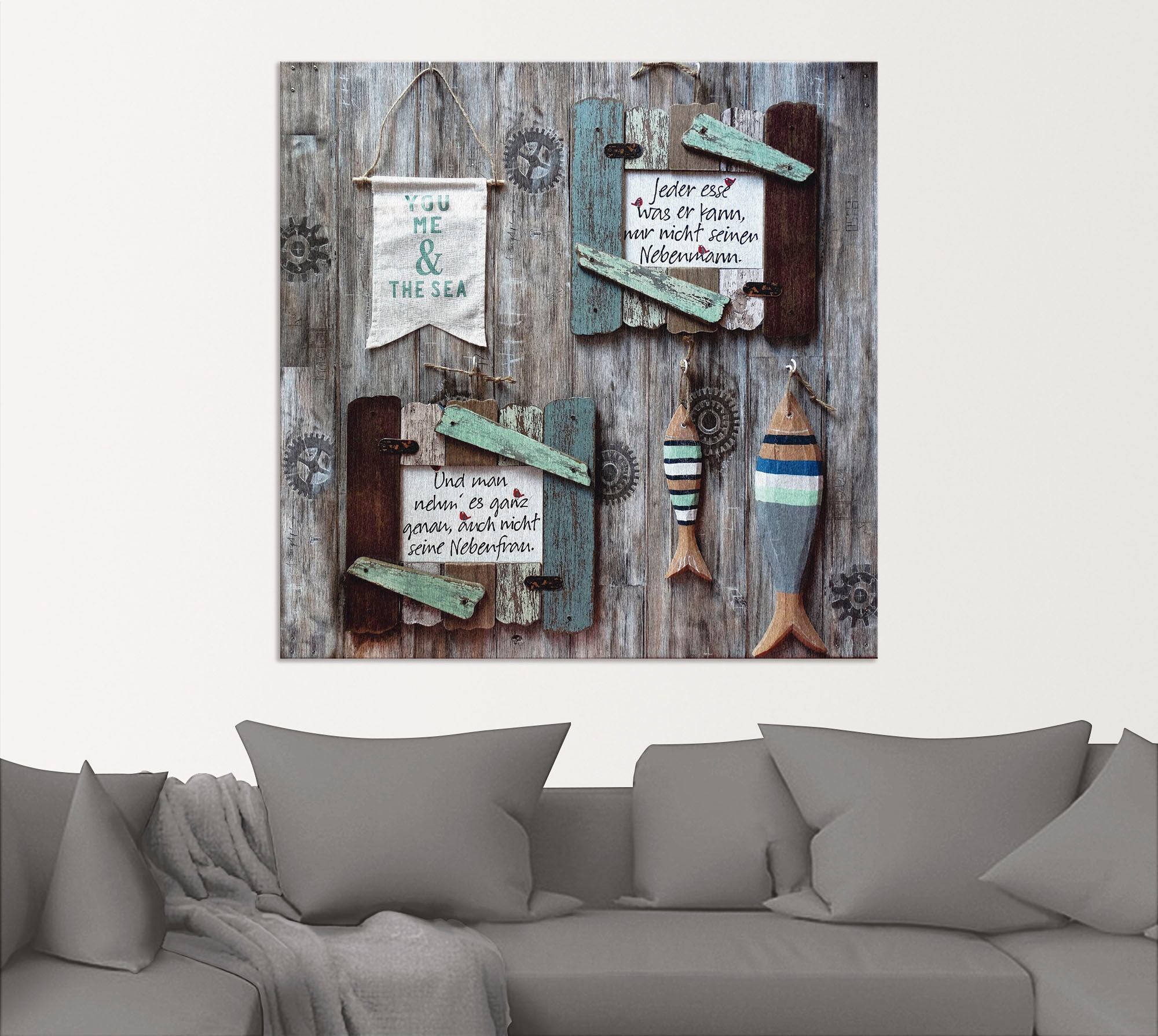 Artland Alu-Dibond-Druck "Du ich und der See" Fisch & Meeresfrüchte 1 Stk. tlg. für Innen- und Aussenbereich geeignet, Outdoorbild