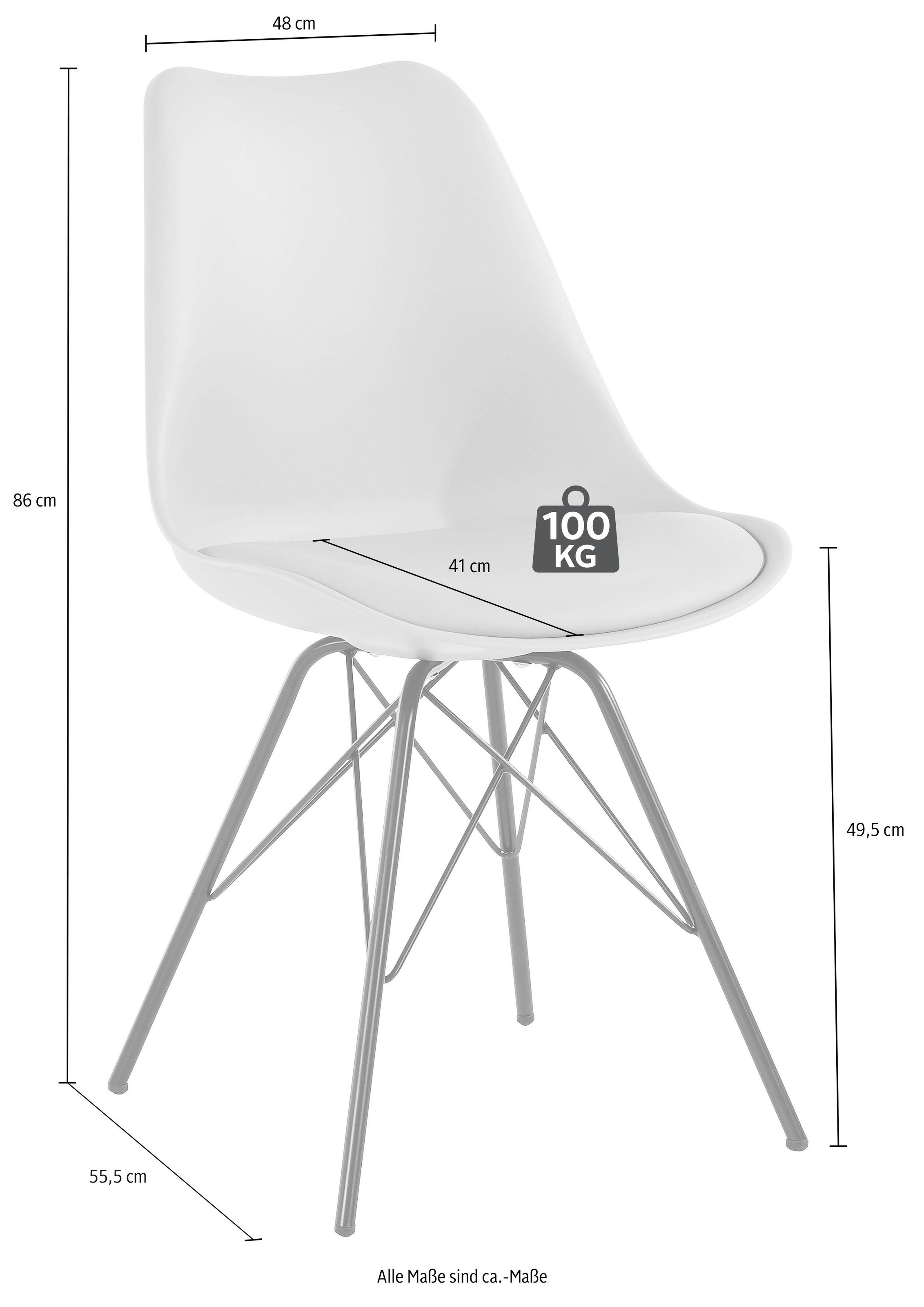 Homexperts 4-Fussstuhl »Ursel 01«, (Set), 2 St., Kunstleder, Sitzschale mit Sitzkissen in Kunstleder