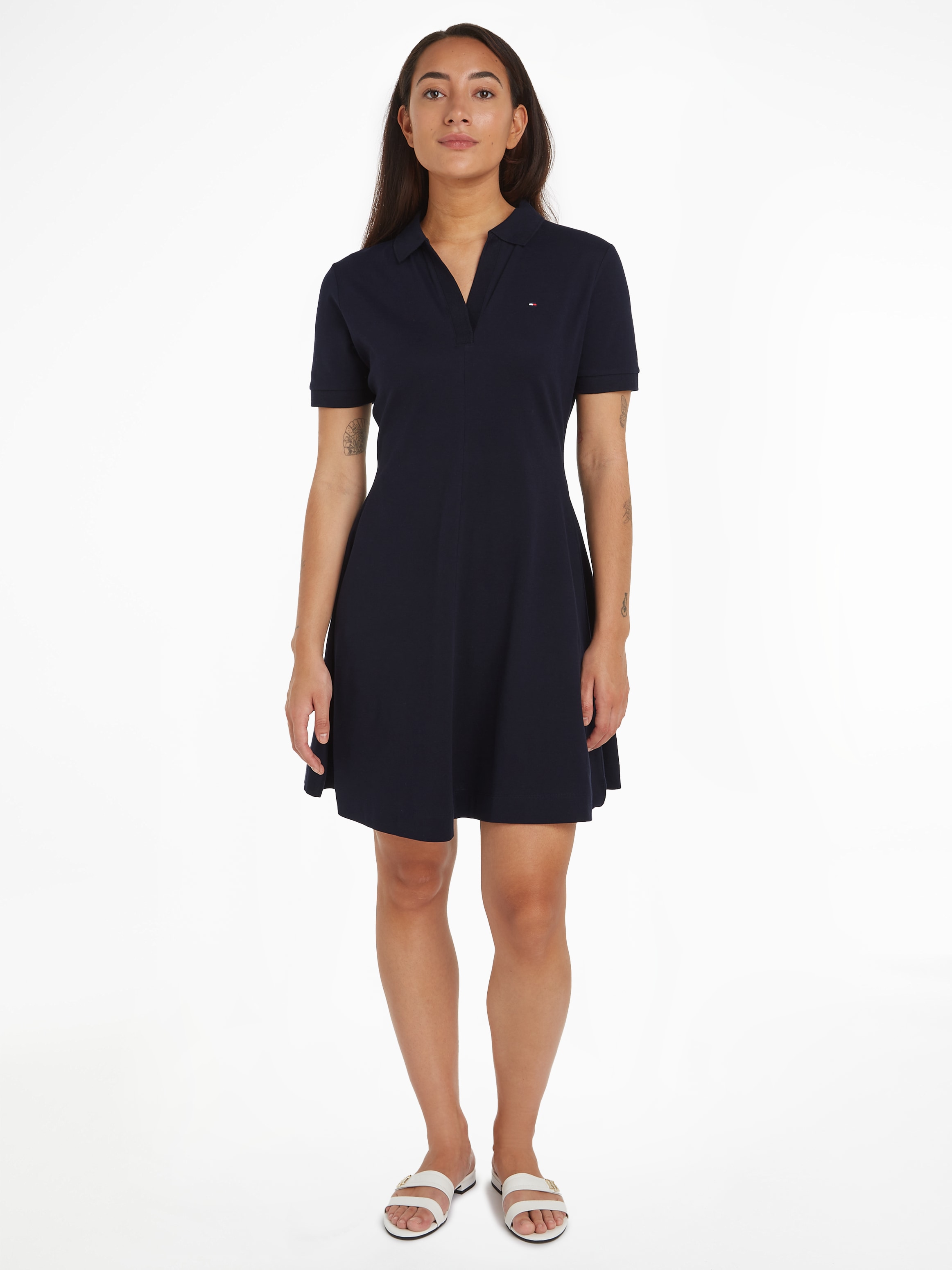 Tommy Hilfiger Polokleid »F&F OPEN PLCKT LYCLL POLO DRS SS«, mit Logostickerei