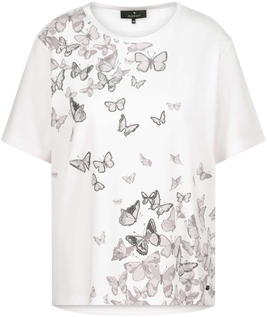 Monari Rundhalsshirt, mit Schmetterlingsdruck