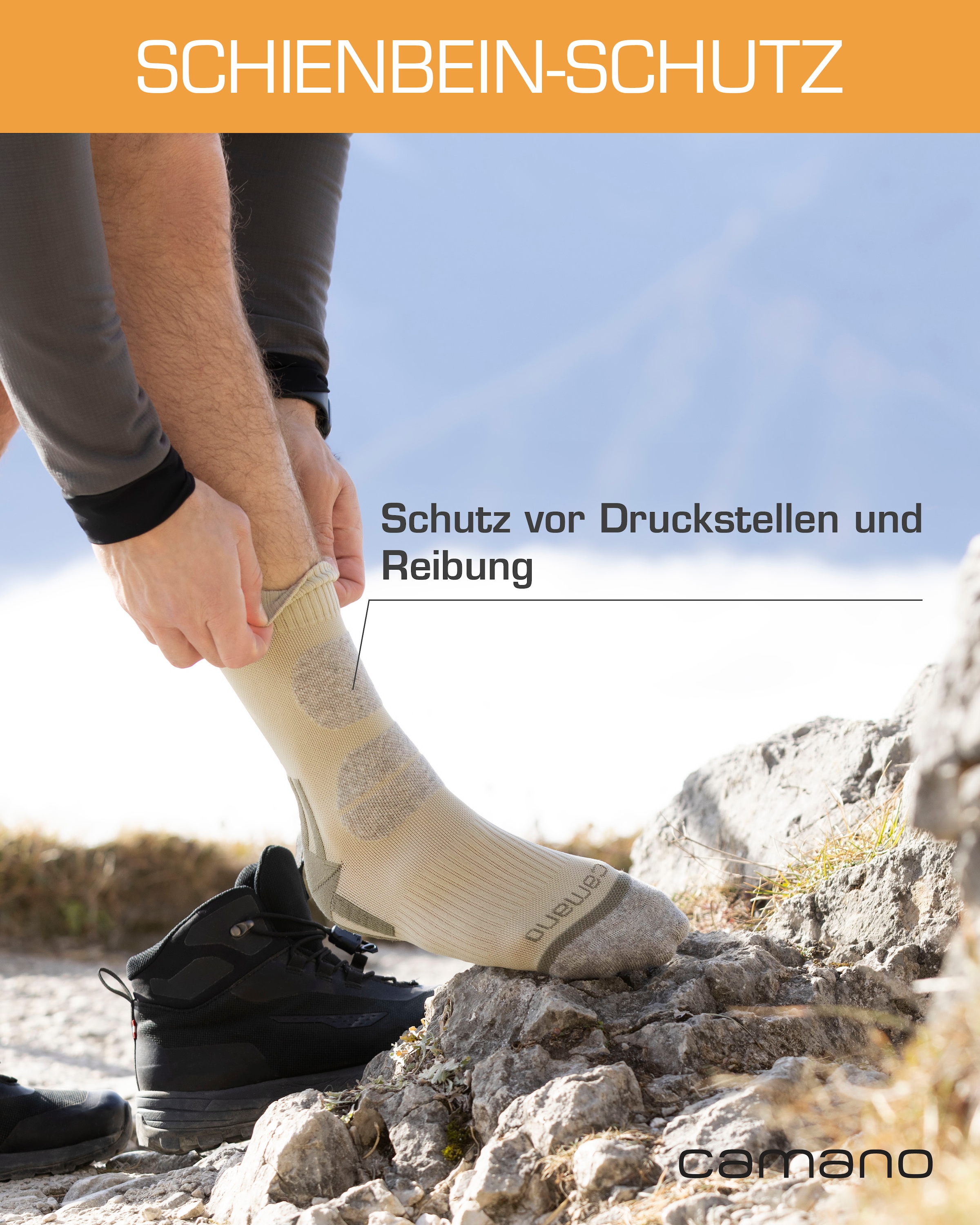 Camano Wandersocken »Function«, (4 Paar), mit Fussgewölbe-Stütze