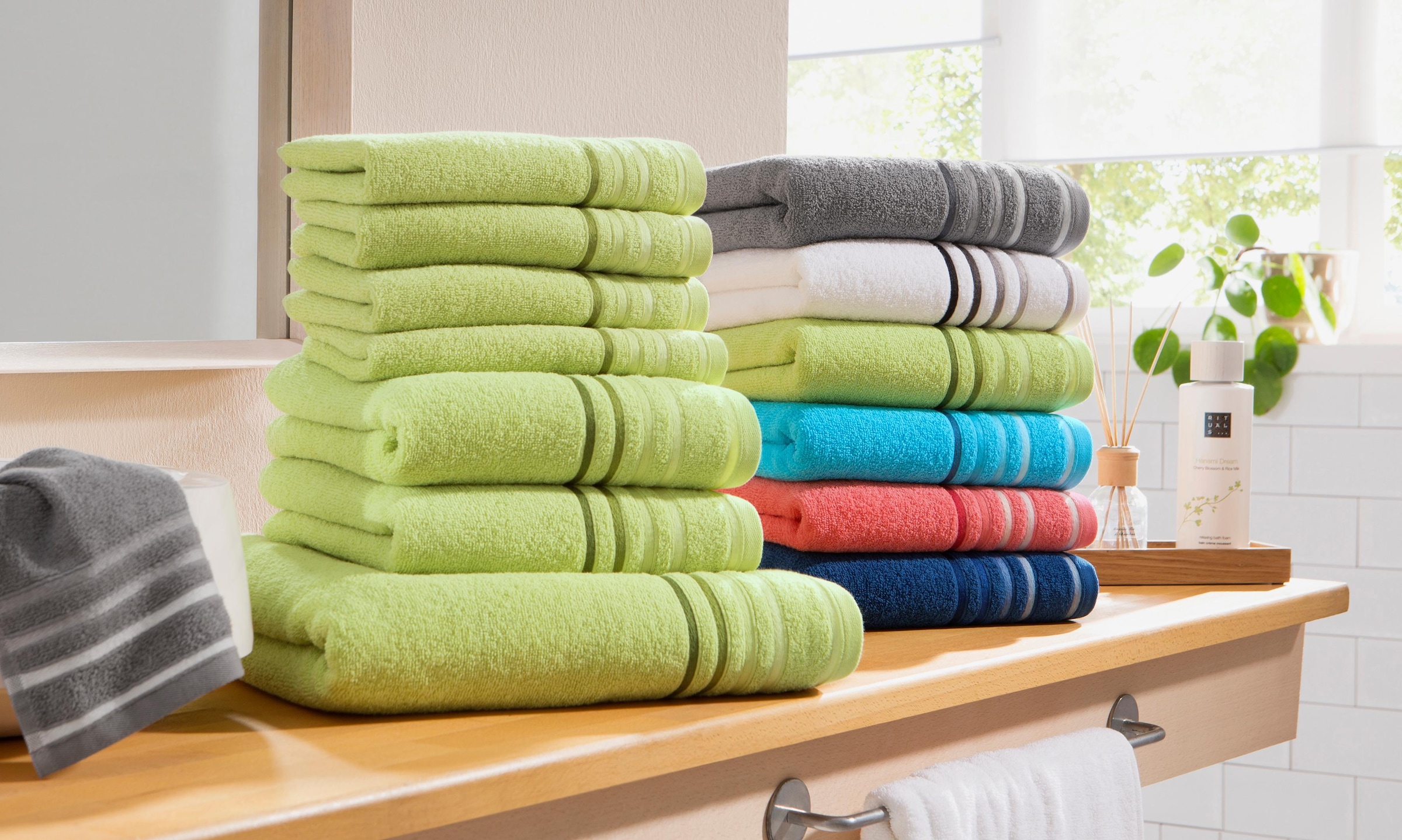 my home Handtuch Set »Niki«, Set, | Streifenbordüre, mit mehrfarbiger Walkfrottee, tlg., Jelmoli-Versand aus kaufen online Baumwolle Handtuchset 100% 7