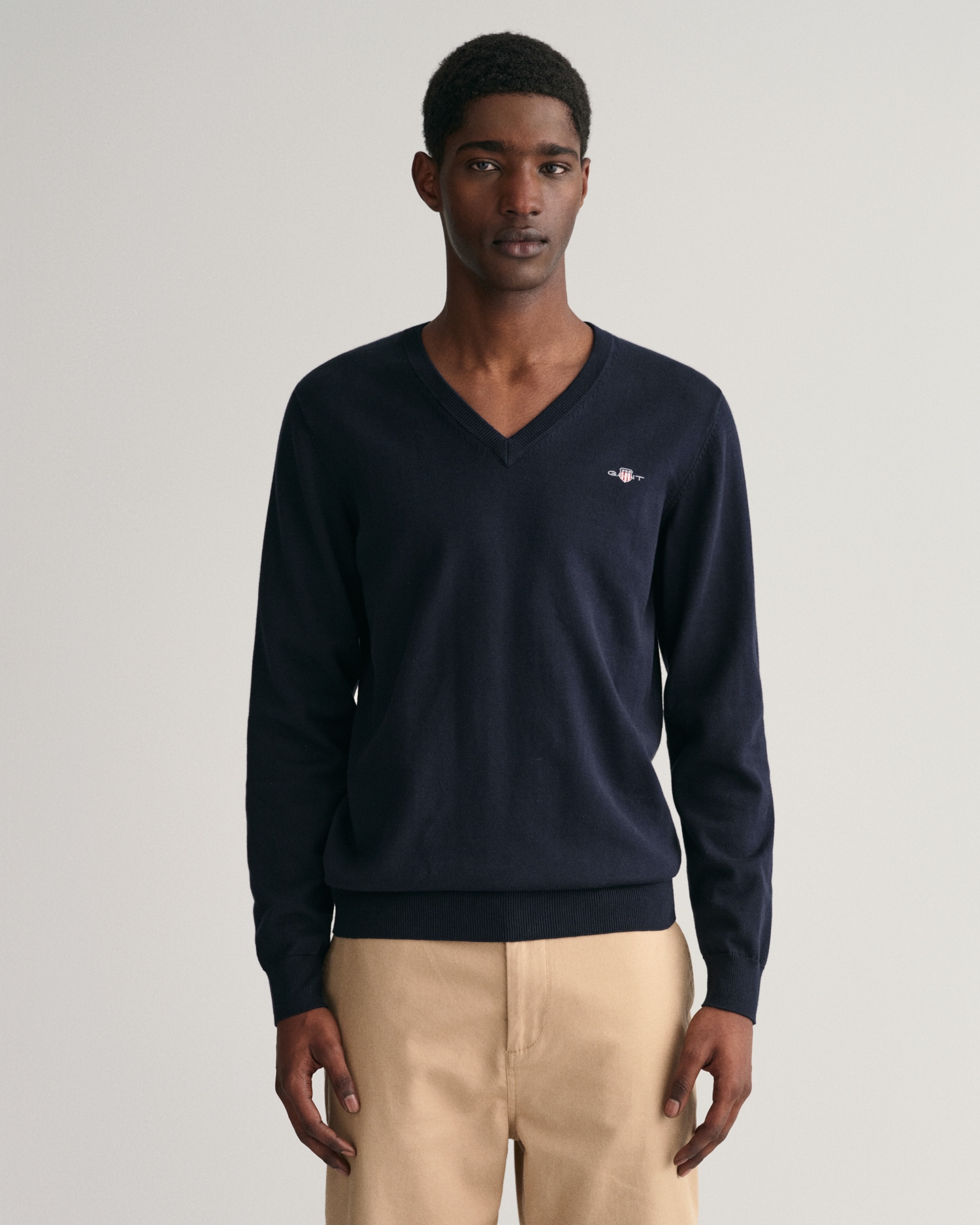 Gant V-Ausschnitt-Pullover »Classic Cotton V-Neck«, Premium Strickjersey aus weicher 100% Baumwolle, Übergangspullover
