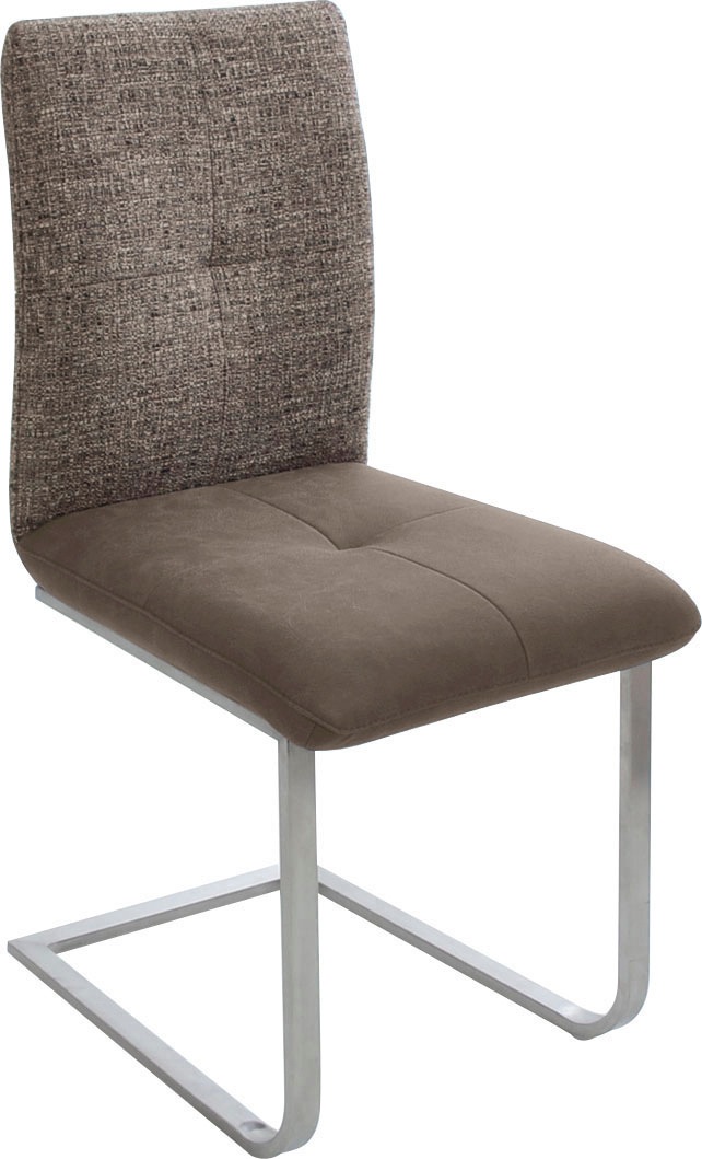 K+W Komfort & Wohnen Freischwinger "Giacomo II" (Set) 2 Stk.mit Metallgriff am Rücken, Sitz und Rücken gesteppt in Materialmix