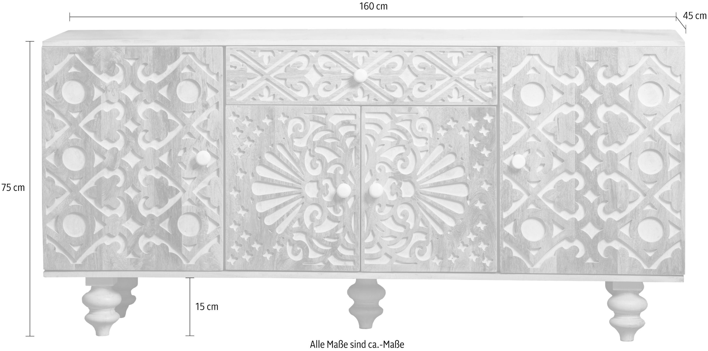 Home affaire Sideboard »Spring«, Kommode aus massivem Mangoholz, Breite 160 cm