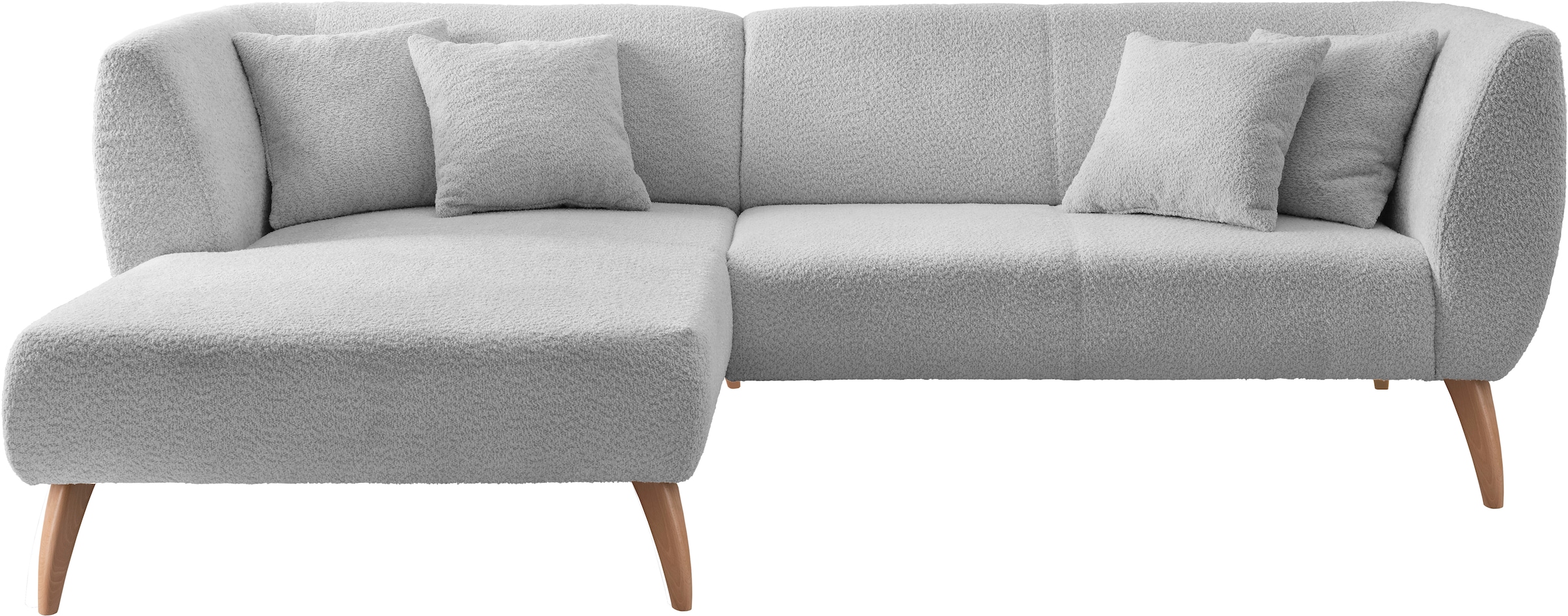 INOSIGN Ecksofa »Colori L-Form«, Holzfussfarbe wählbar, inkl. 4x Zierkissen