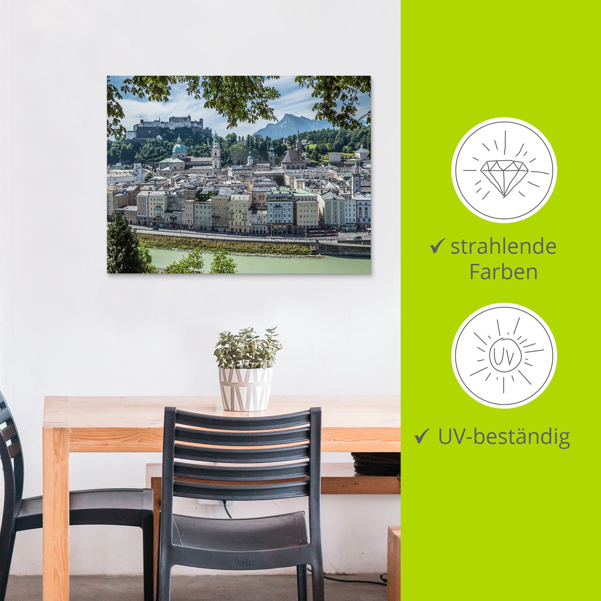 Artland Alu-Dibond-Druck »Salzburg Blick auf die Altstadt«, Österreich, (1 St.), für Innen- und Aussenbereich geeignet, Outdoorbild