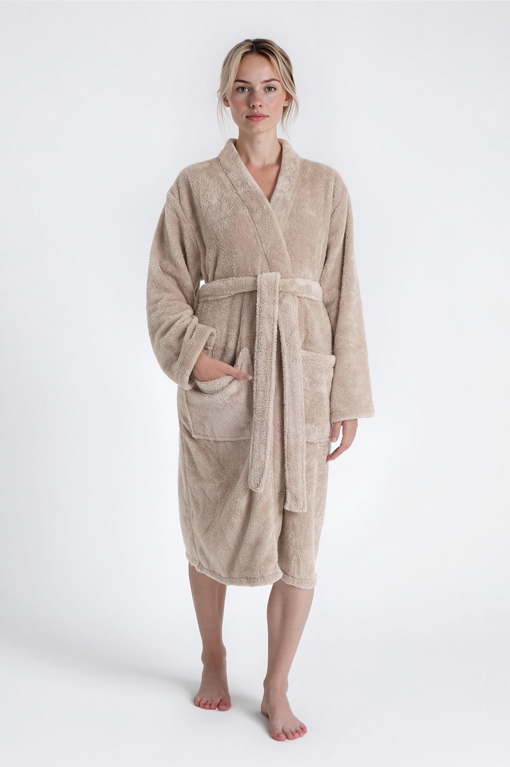 my home Unisex-Bademantel »Lillou Kimono, ideal für Sauna & Spa, Hotelbademantel, Morgenmantel«, (1 St.), kuschelig weicher Fleece, plüsch, für Damen und Herren, XS-3XL