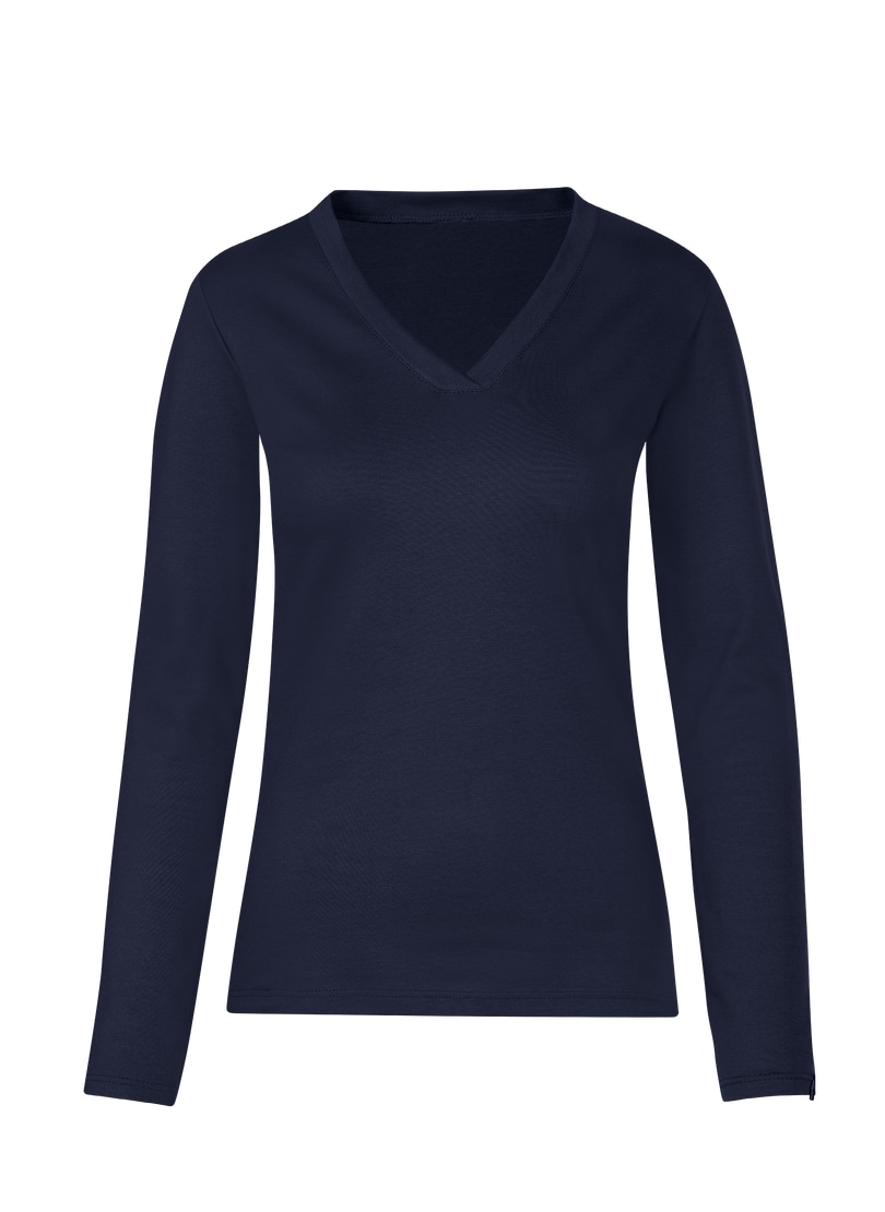 Trigema T-Shirt »TRIGEMA Langarmshirt mit V-Ausschnitt«, (1 tlg.)