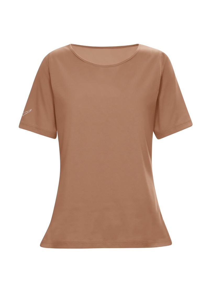 Trigema T-Shirt »TRIGEMA T-Shirt DELUXE Baumwolle mit Kristallsteinen«, (1 tlg.)