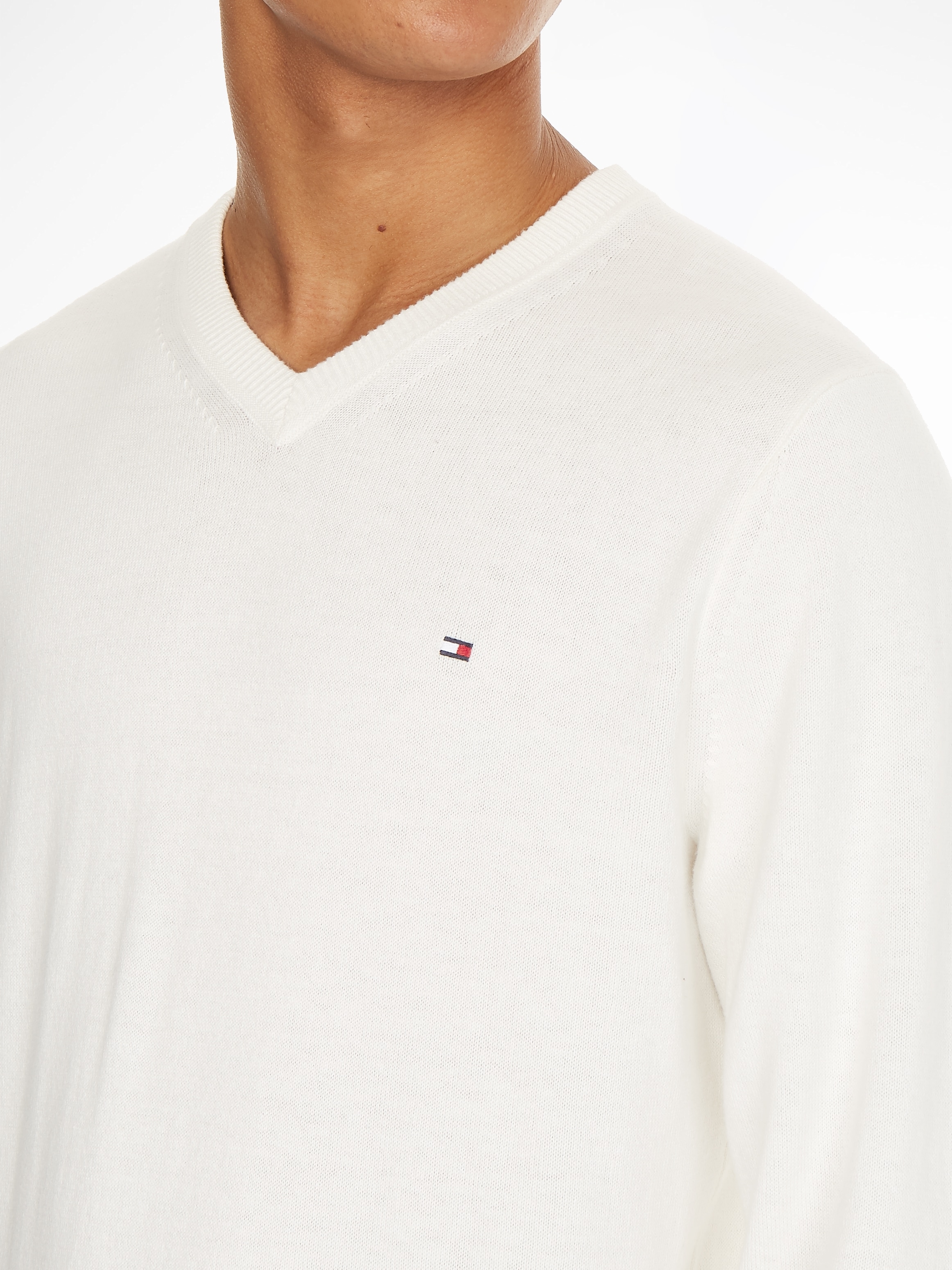 Tommy Hilfiger V-Ausschnitt-Pullover »PIMA ORG CTN CASHMERE V NECK«