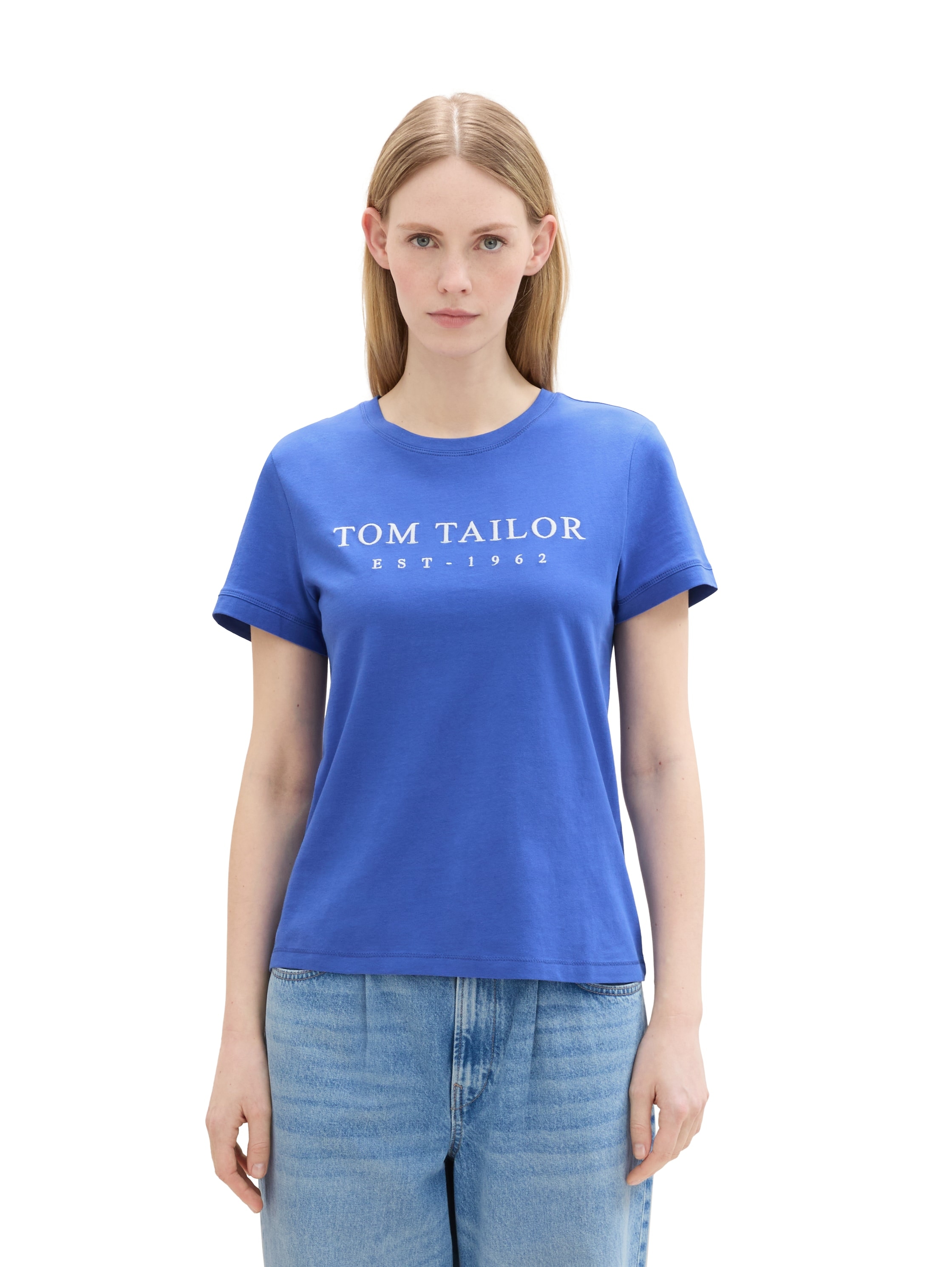 TOM TAILOR Print-Shirt, mit Logo Stickerei