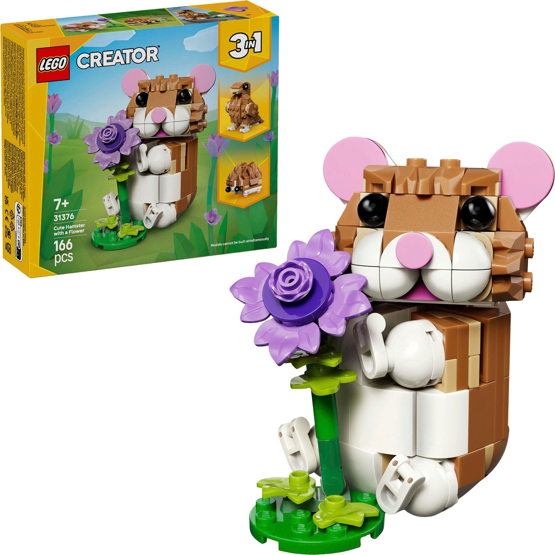 LEGO Konstruktionsspielsteine "Niedlicher Hamster mit Blume (31376), LEGO Creator" Made in Europe