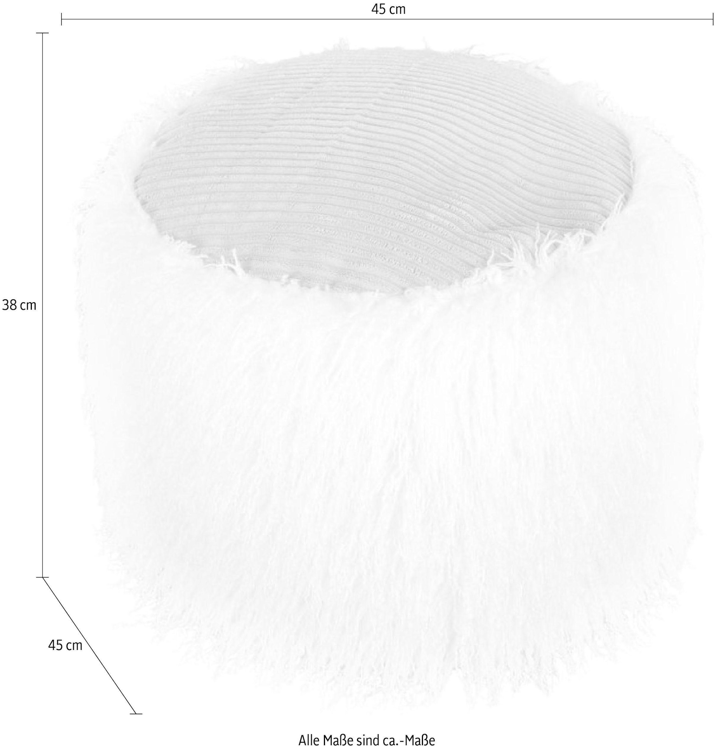 Kayoom Pouf »Fellpouf Bobtail 125, Fellhocker in zweifarbigem Design«, (1 St.), modern, dekorativ, kindersicherer Reissverschluss an der Unterseite