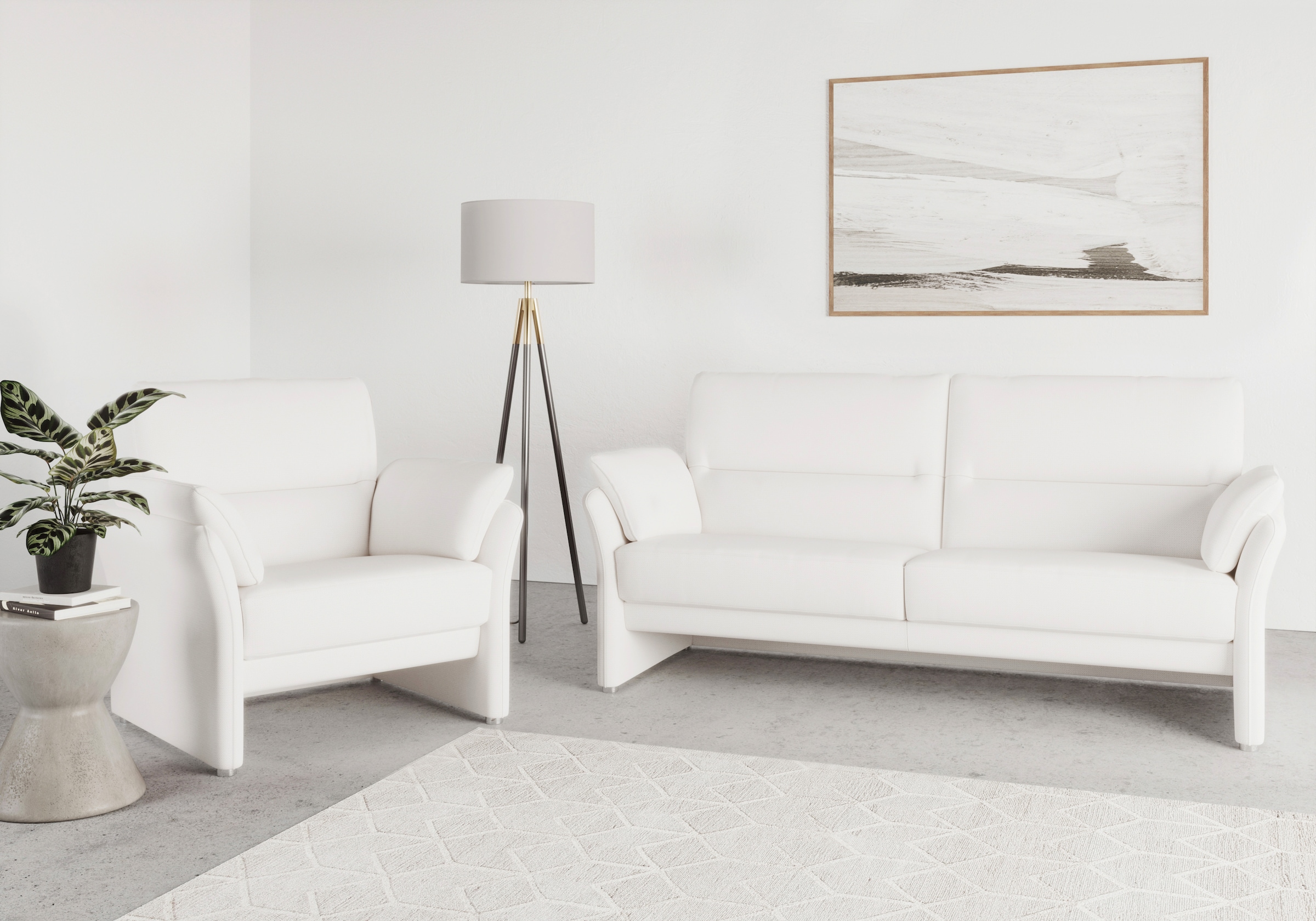 DOMO collection Sessel »Pina elegant und zeitloser Clubsessel, bequemer Cocktailsessel«, Hoher Sitzkomfort, Microfaser hochflorig, creme
