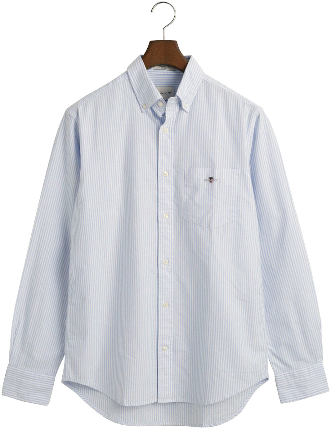 Gant Langarmhemd »Regular Fit Oxford Hemd strukturiert langlebig dicker gestreift«, mit dezenter Logostickerei