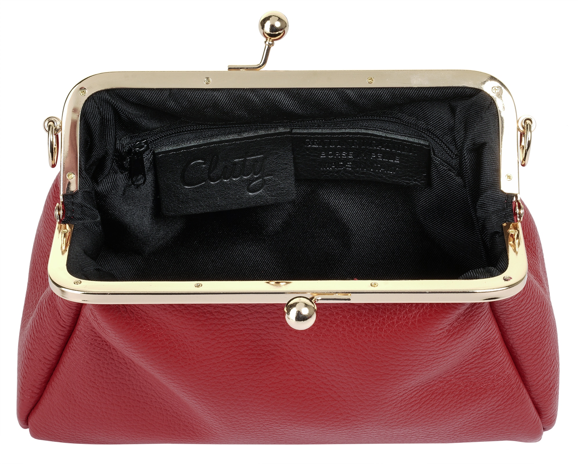 Cluty Abendtasche, echt Leder, Made in Italy