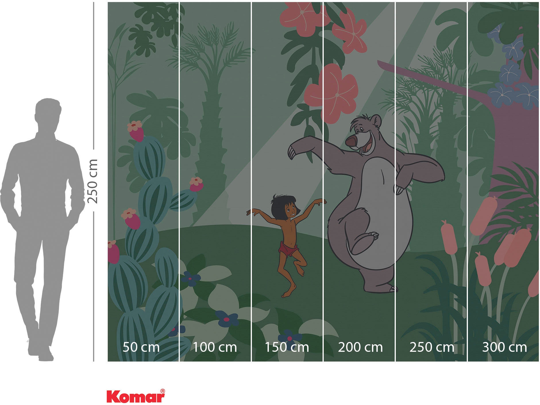 Komar Fototapete »Digitaldruck Vlies - Jungle Book Just Kidding - Grösse 300 x 250 cm«, bedruckt, Kinderzimmer