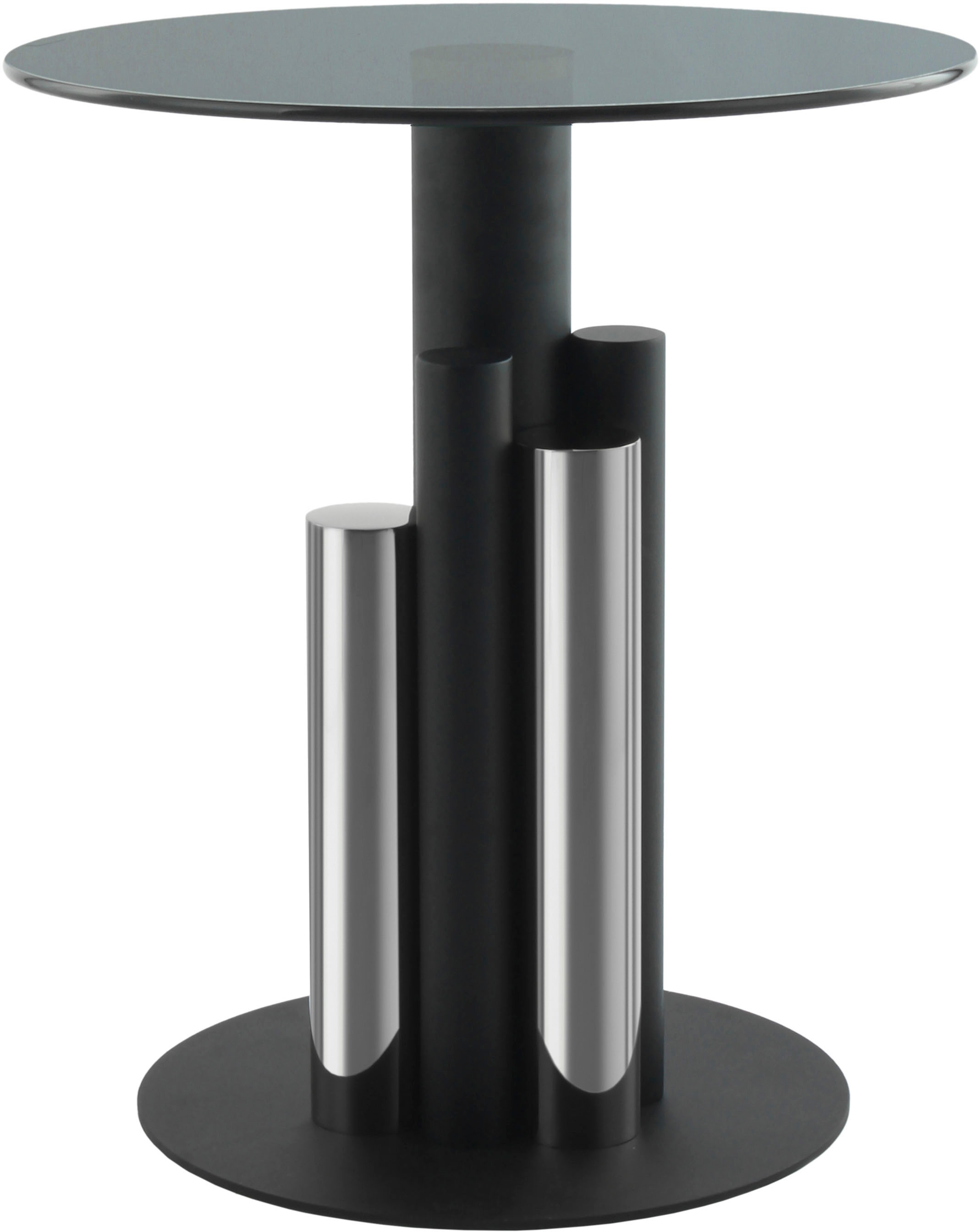 Kayoom Beistelltisch »Ontario 225, Runde Glasplatte aus Sicherheitsglas, 100% Edelstahl«, (1 St.), Modernes Design, zweifarbiges Säulengestell, Eyecatcher Element
