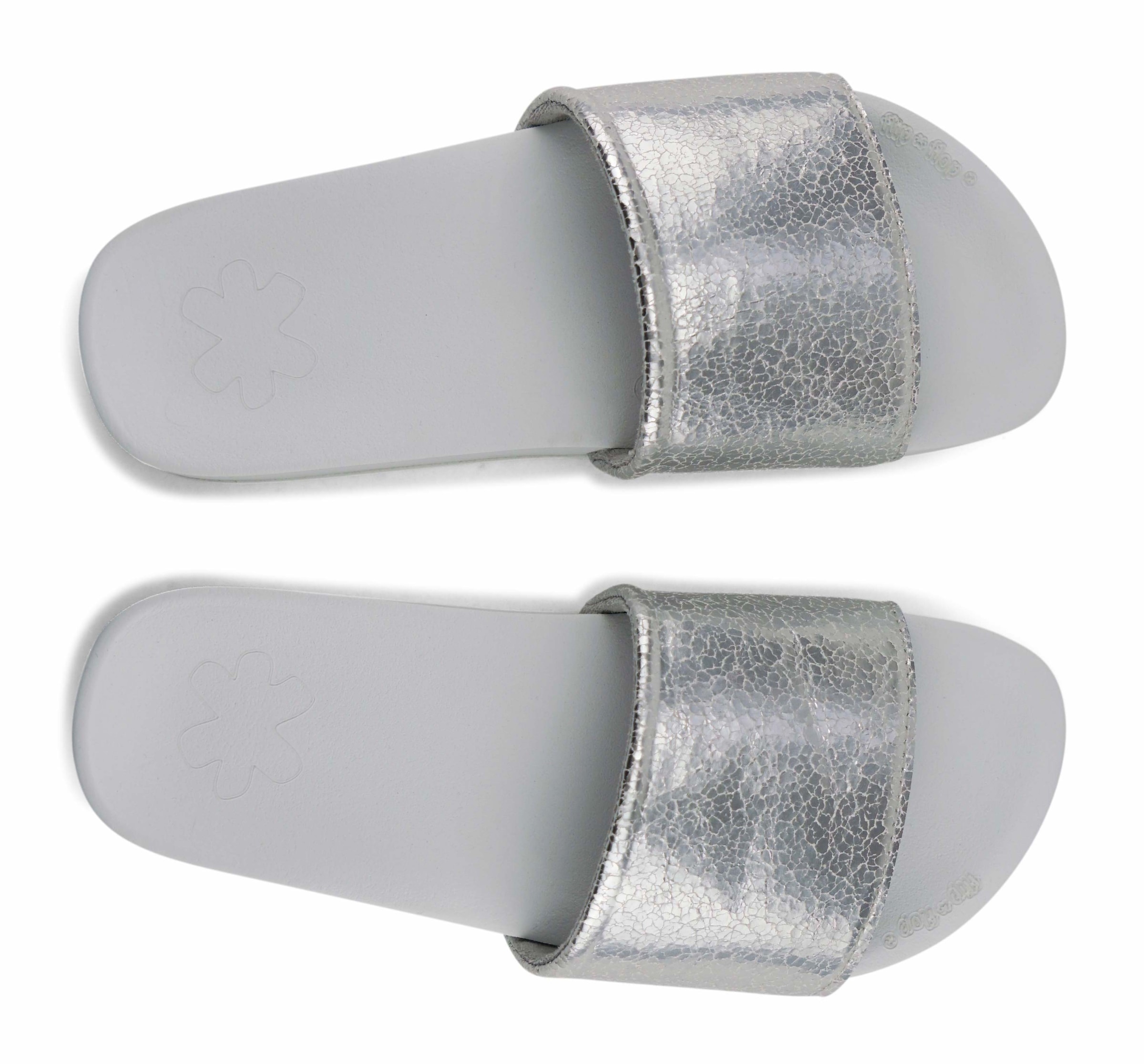 Flip Flop Pantolette »pool metallic cracked«, Sommerschuh, Schlappen, Poolsildes mit Metallic Crush Effekt