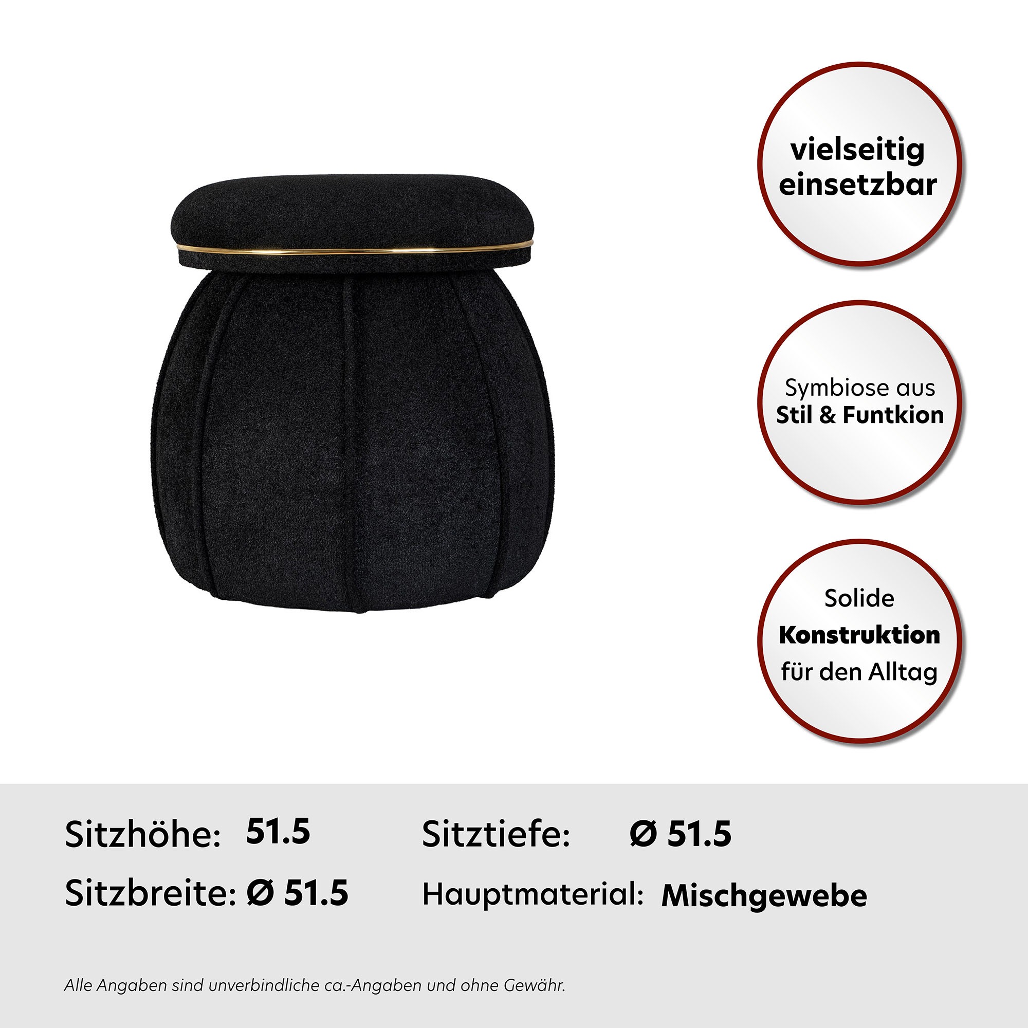 Kayoom Sitzhocker »Hocker Corin,extravagante Form,stilvolle Farben,elegant gesteppter Fuss«, (1 St.), komfortabel, hochqualitativ, pflegeleicht, sorgfältig verarbeitet