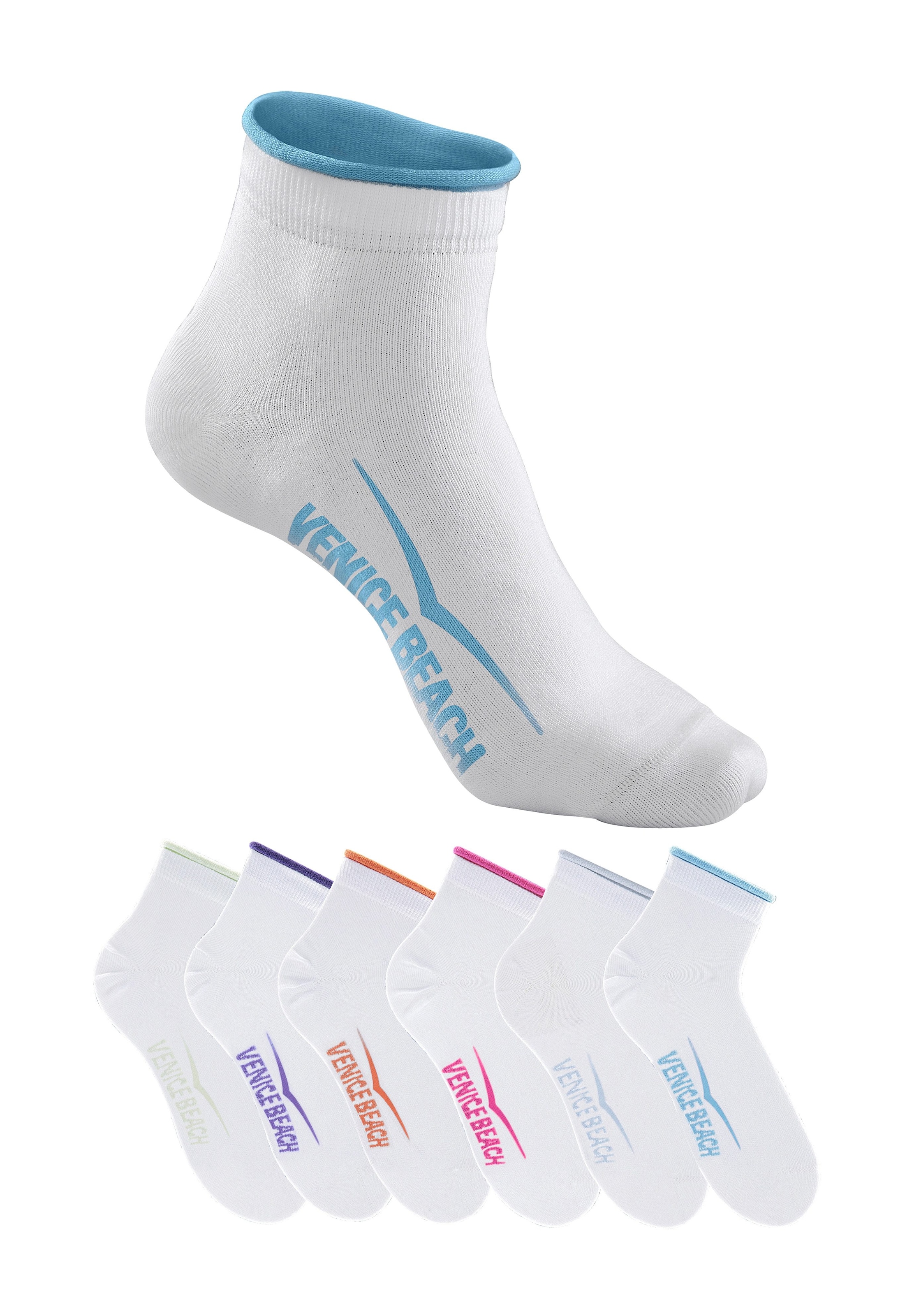 Venice Beach Kurzsocken, (Set, 6 Paar), mit druckfreiem Bündchen