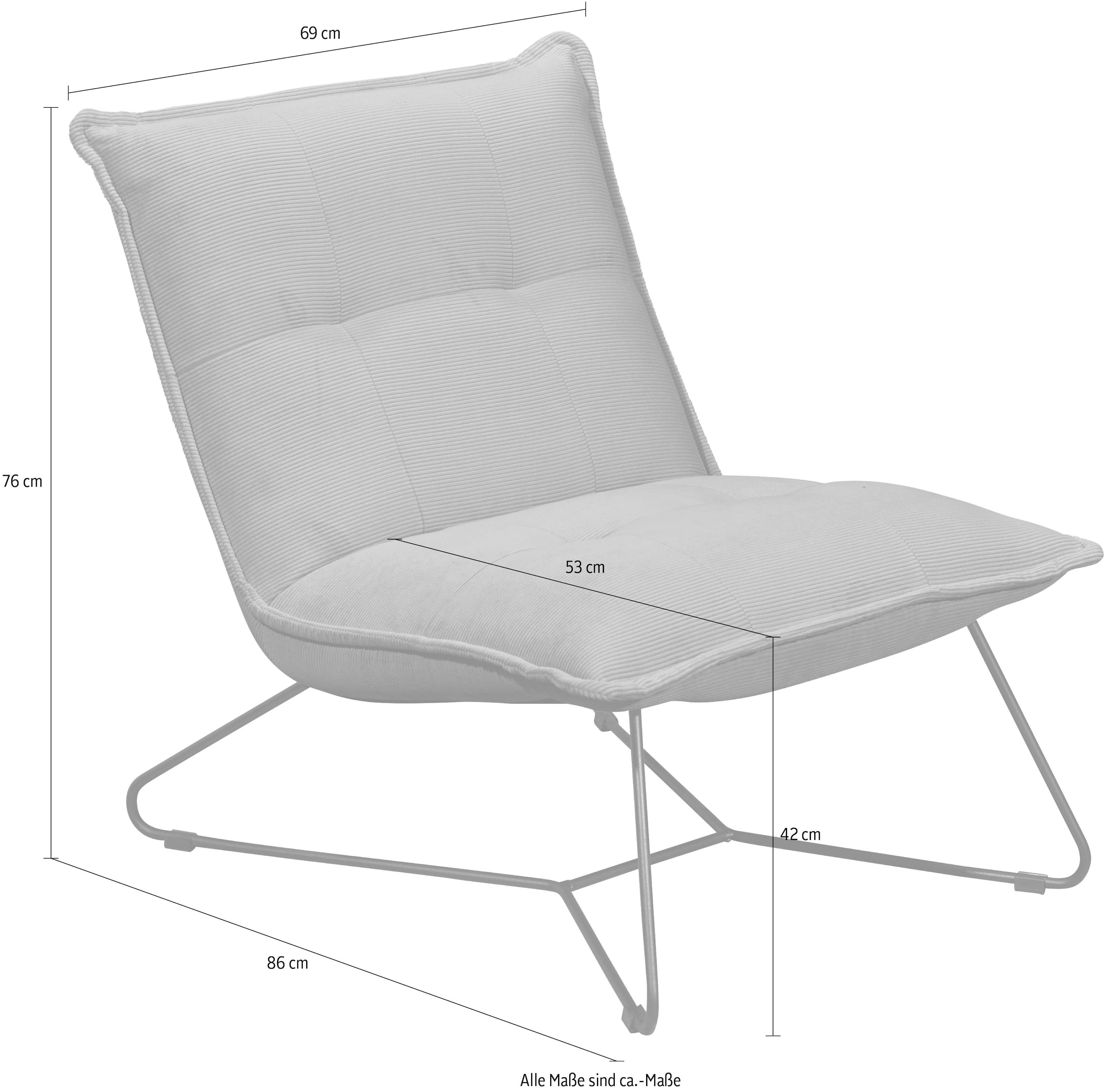 ED EXCITING DESIGN Sessel »Vico«, mit Design-Gestell aus schwarzem Metall, in Cord