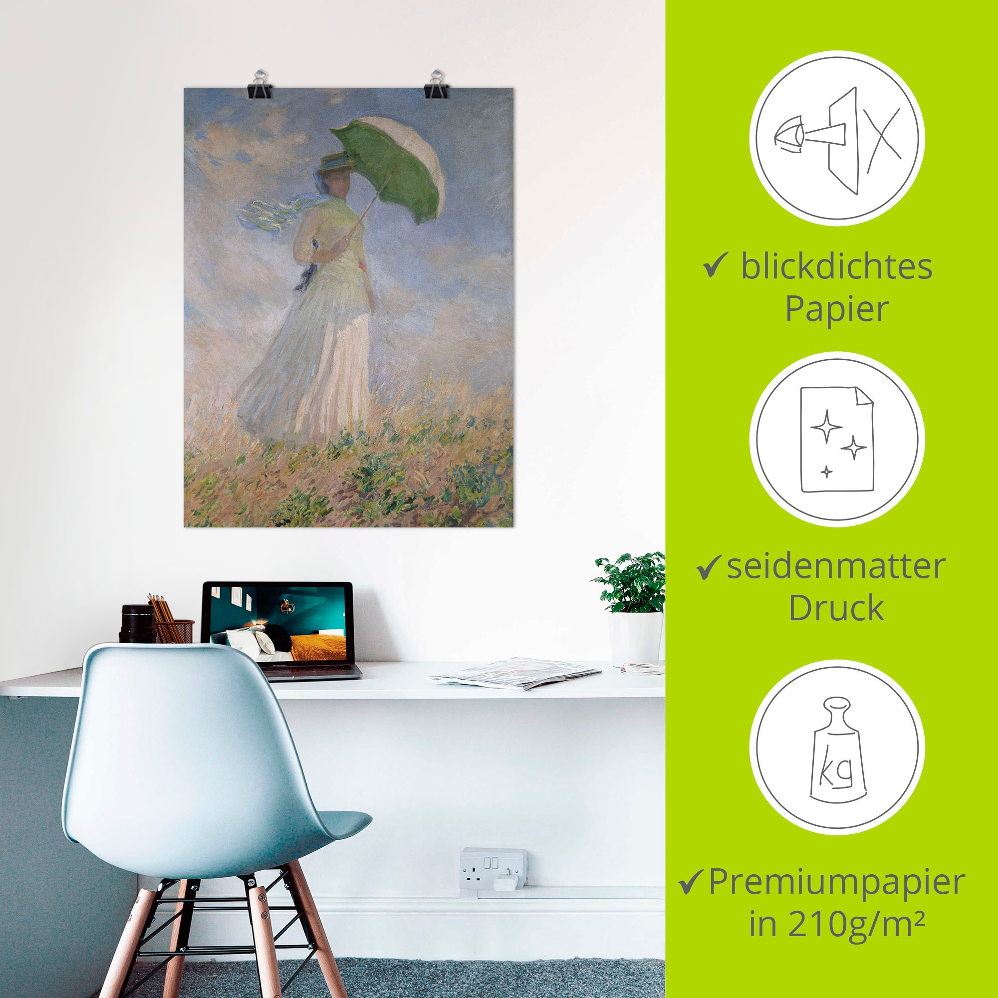 Artland Kunstdruck »Frau mit Sonnenschirm, Susanne Hoschedé«, Frau, (1 St.), als Leinwandbild, Wandaufkleber oder Poster in versch. Grössen
