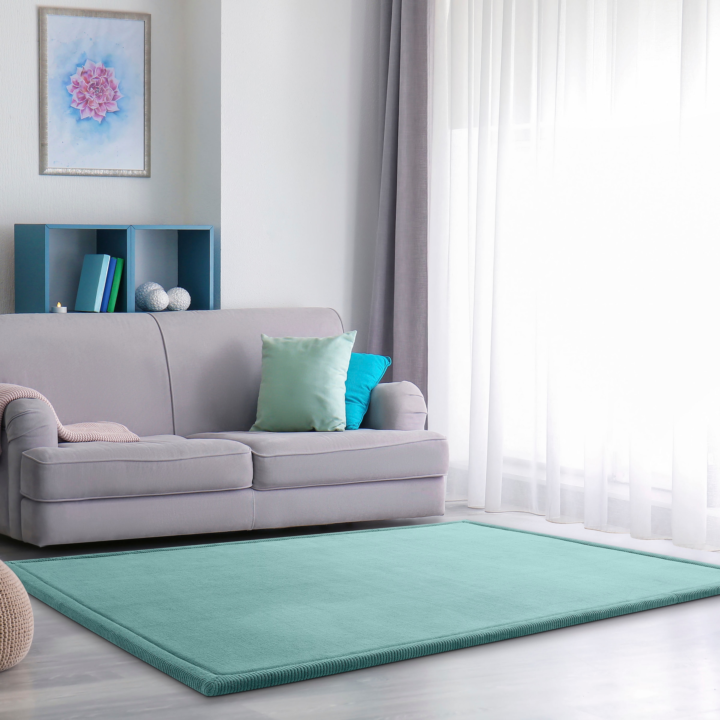 Paco Home Teppich »Tatami 475«, rechteckig, 24 mm Höhe, Kurzflor, Uni-Farben, mit Memory Foam, waschbar