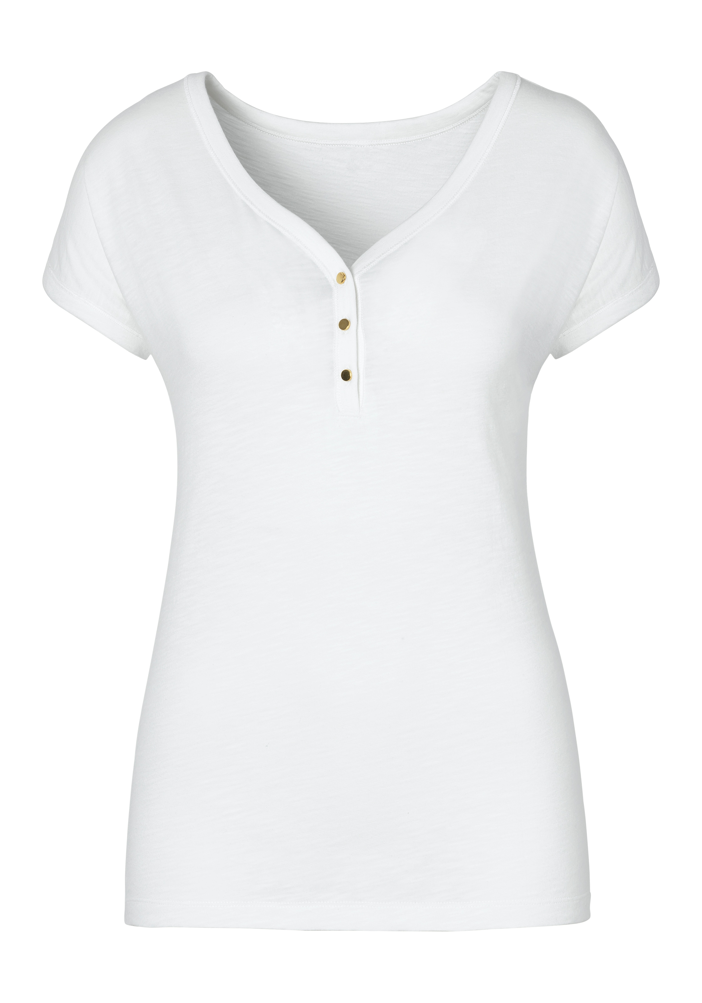 Vivance T-Shirt, (2er-Pack), mit Knopfleiste und goldfarbenen Knöpfen  online shoppen bei Jelmoli-Versand Schweiz
