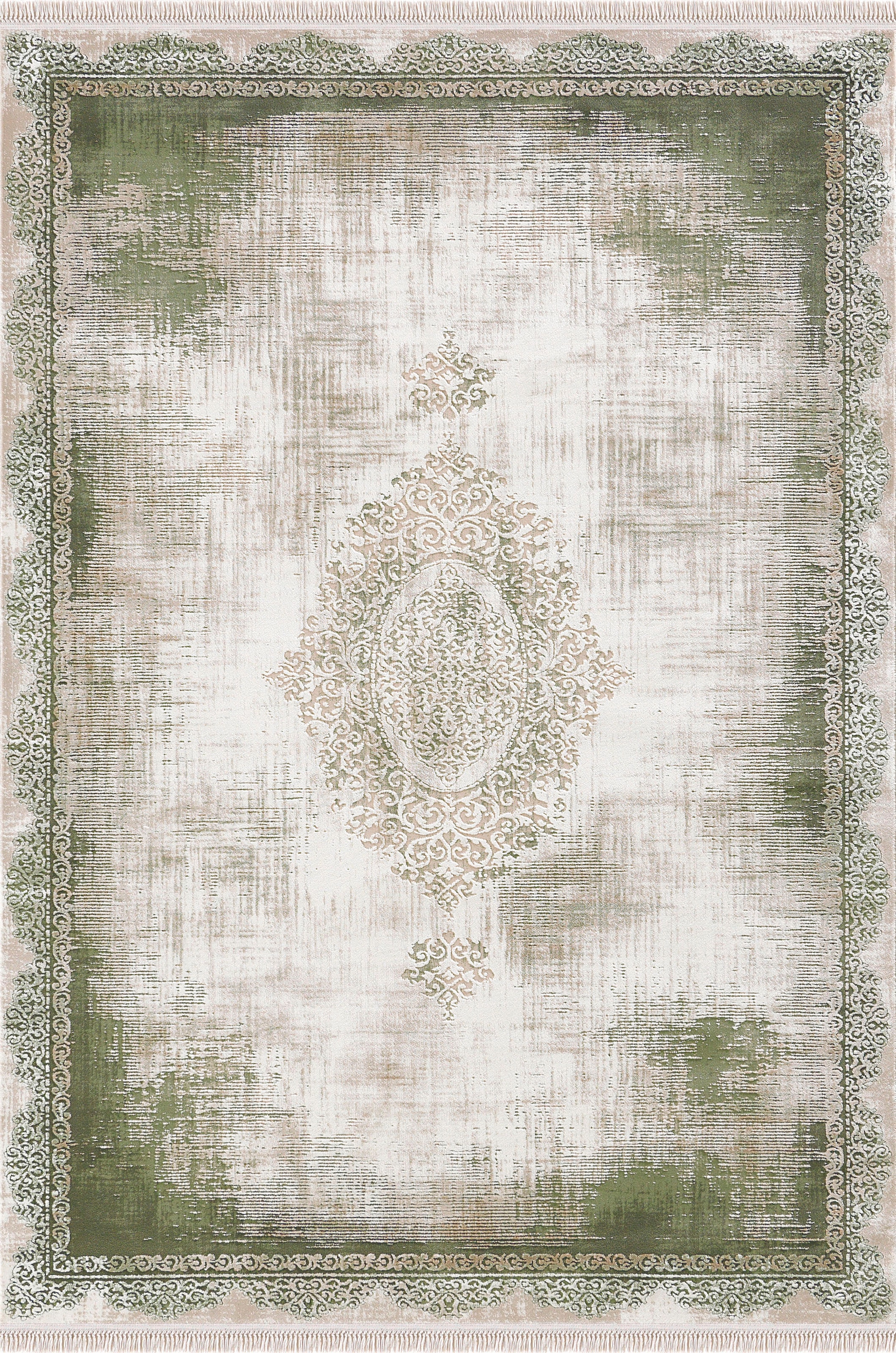 merinos Teppich »Rodin 19770«, rechteckig, 10 mm Höhe, Vintage, Orient, Kurzflor mit Fransen