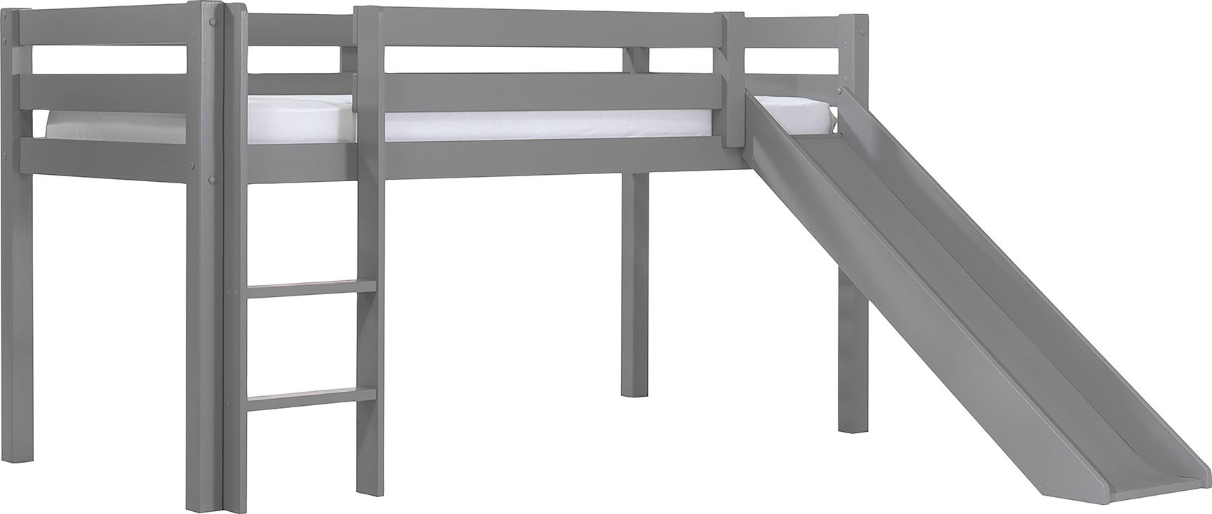 Vipack lit enfant surélevé avec toboggan pino 90x200cm gris