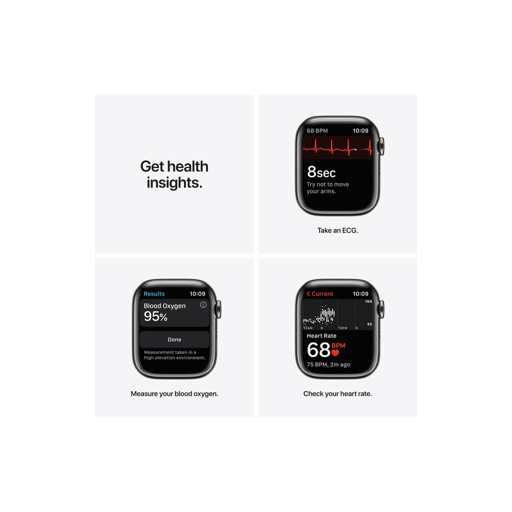 Apple Smartwatch »Serie 7, GPS, 41 mm Edelstahlgehäuse mit Milanaise-Armband«, (Watch OS)